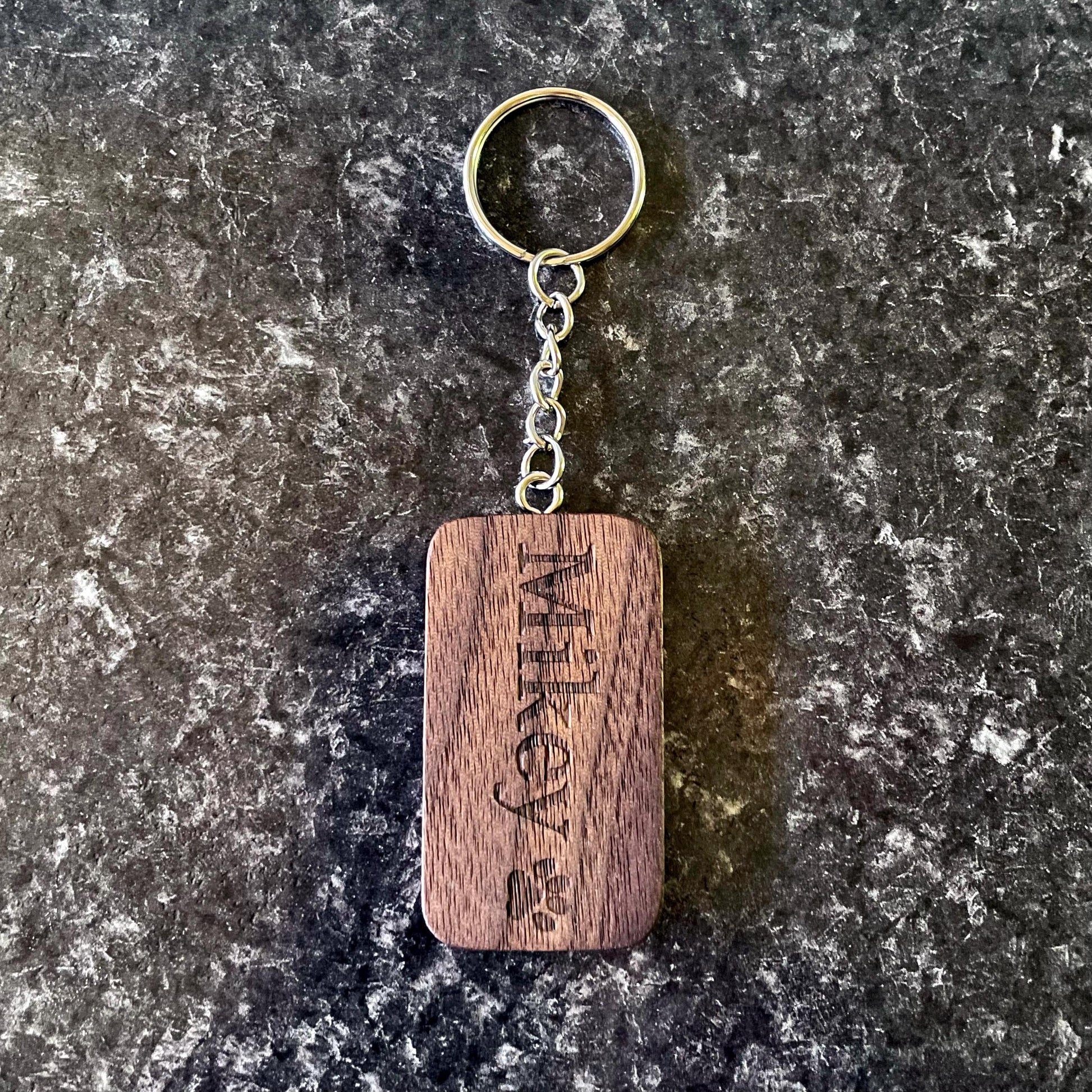 Personalized Keychain | Custom Keychain | Engraved Keychain | Handmade Walnut Wood Keychain | Name, Initials Gift