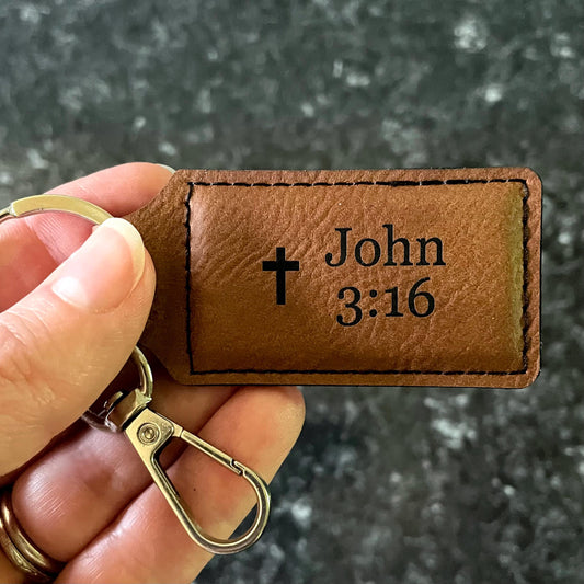 Bible Verse Keychain, Christian Gift for Women & Men, Scripture Keychain, Baptism Gift, Confirmation Gift, John 3:16