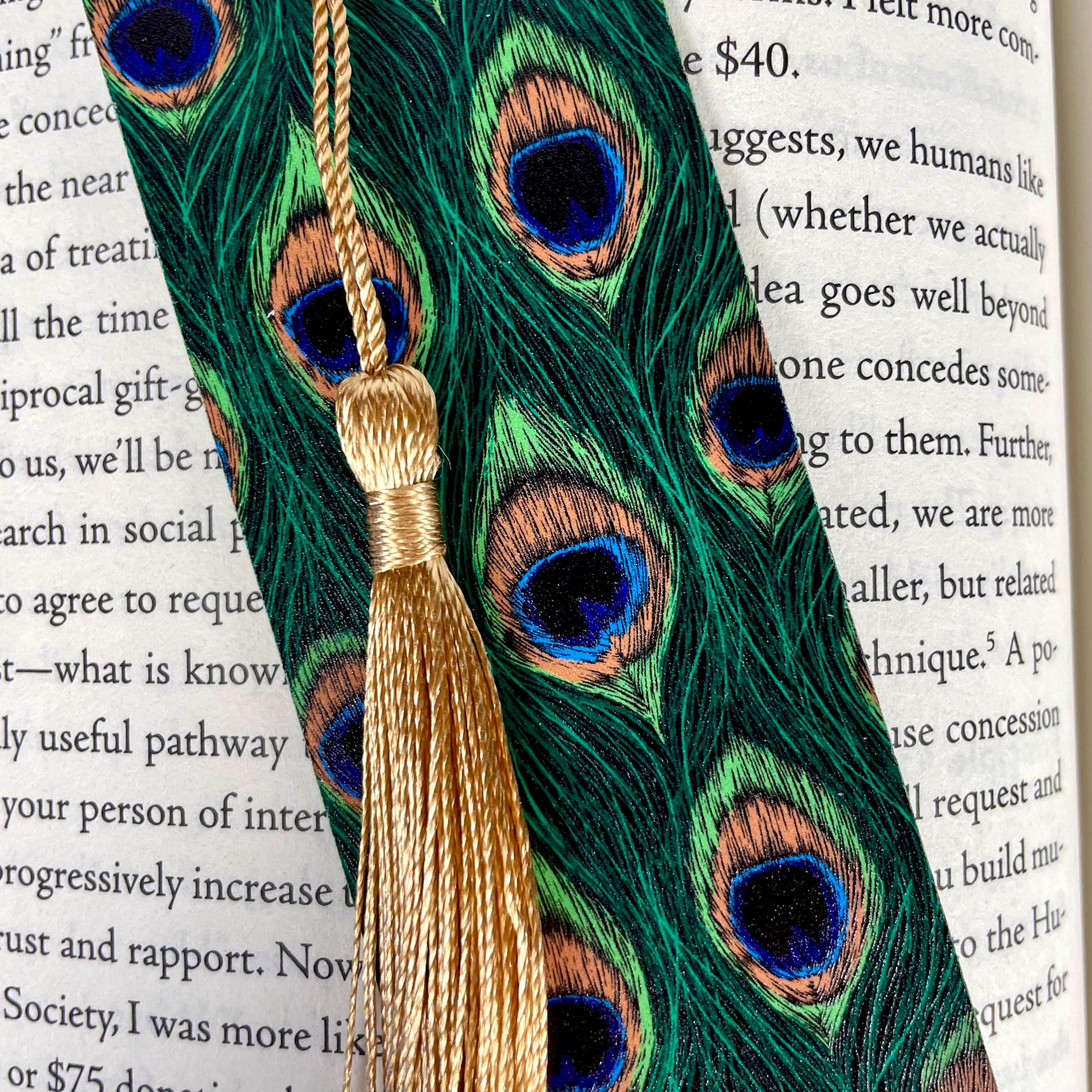 Peacock Feather Bookmark for Book Lovers Makes a Teacher Appreciation or Birthday Gift for Peacock Lovers and Readers