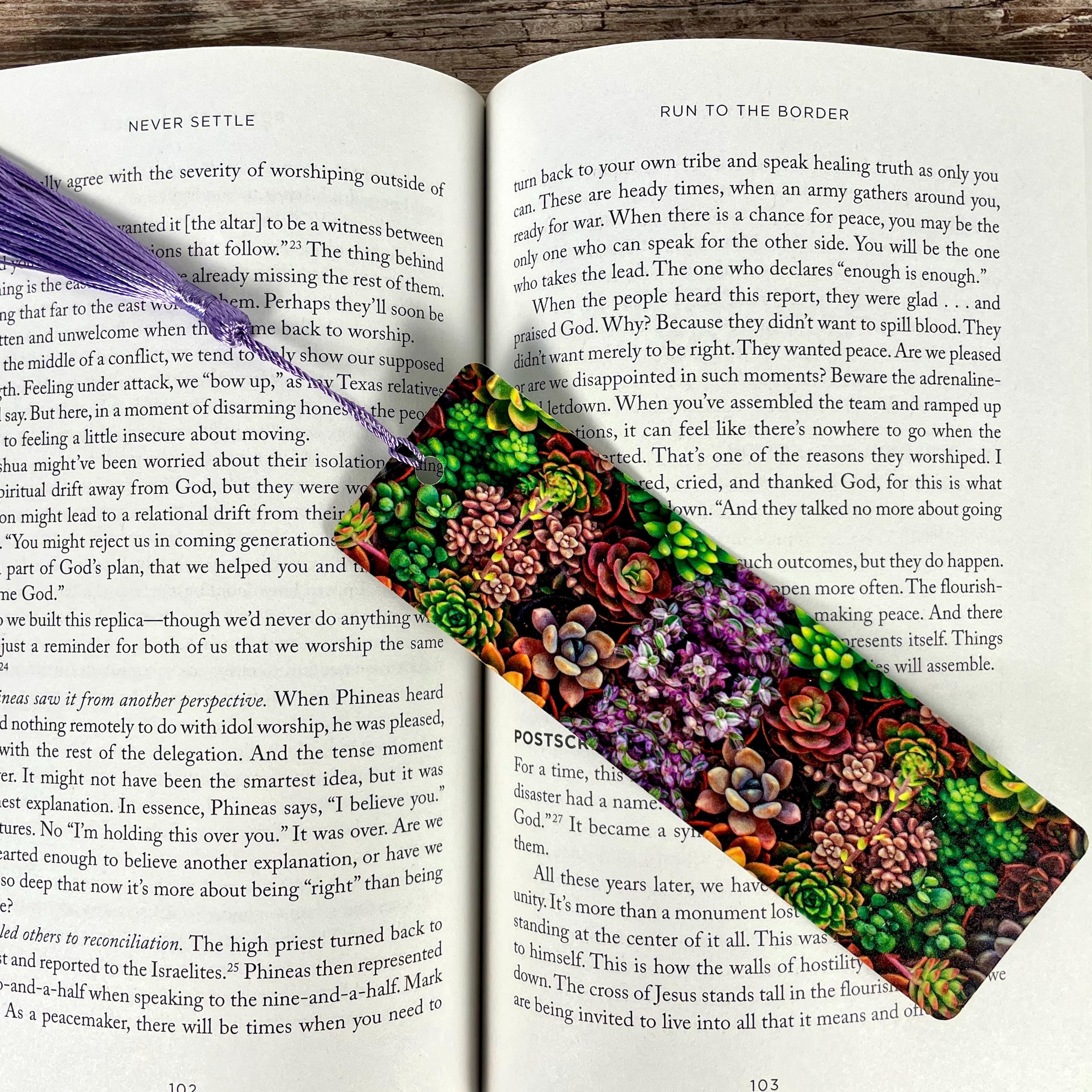Succulent Bookmark for Teacher Gift Basket or Plant Lover Gift Box, Bookish Stocking Stuffer for Readers
