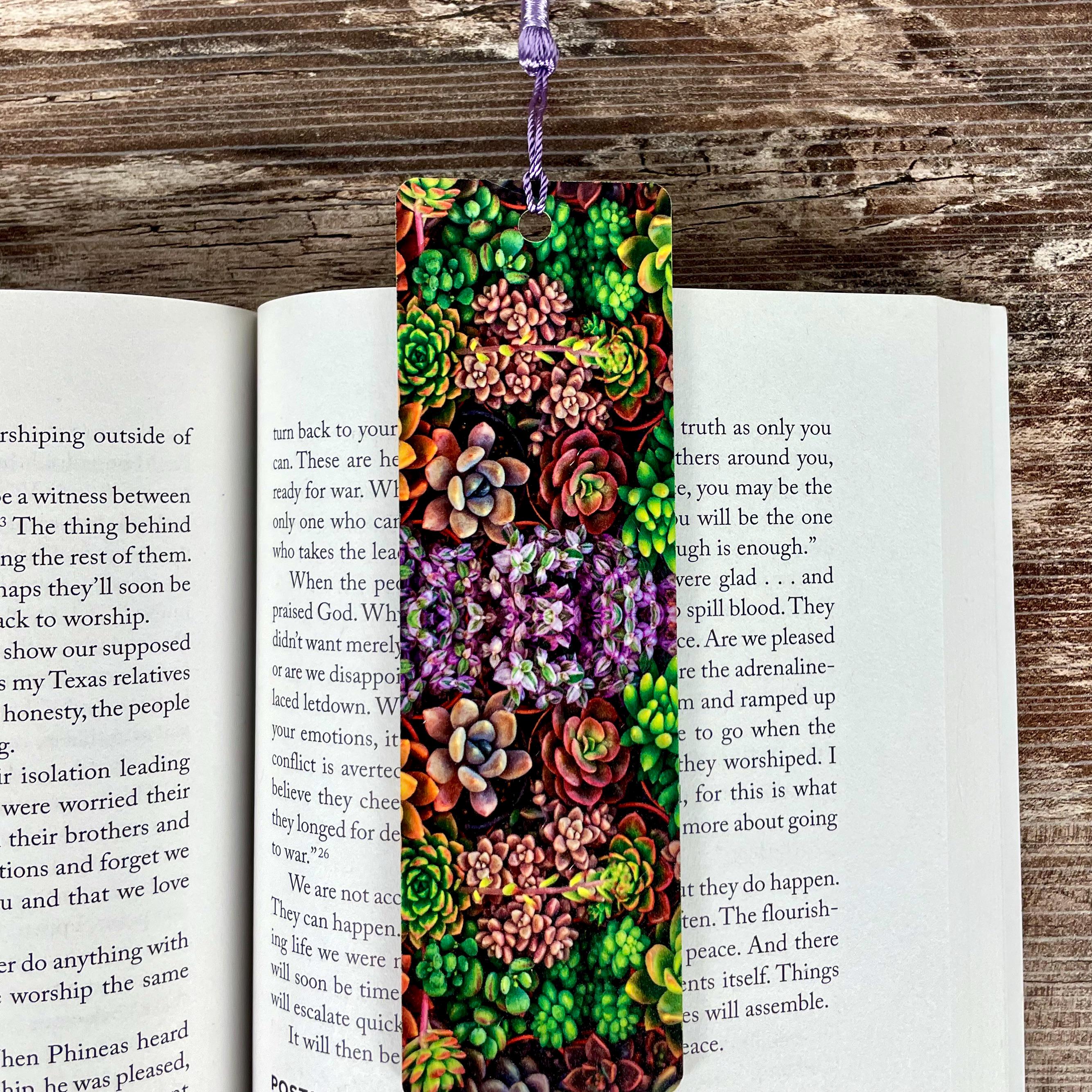 Succulent Bookmark for Teacher Gift Basket or Plant Lover Gift Box, Bookish Stocking Stuffer for Readers