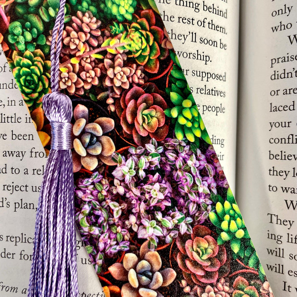 Succulent Bookmark for Teacher Gift Basket or Plant Lover Gift Box, Bookish Stocking Stuffer for Readers