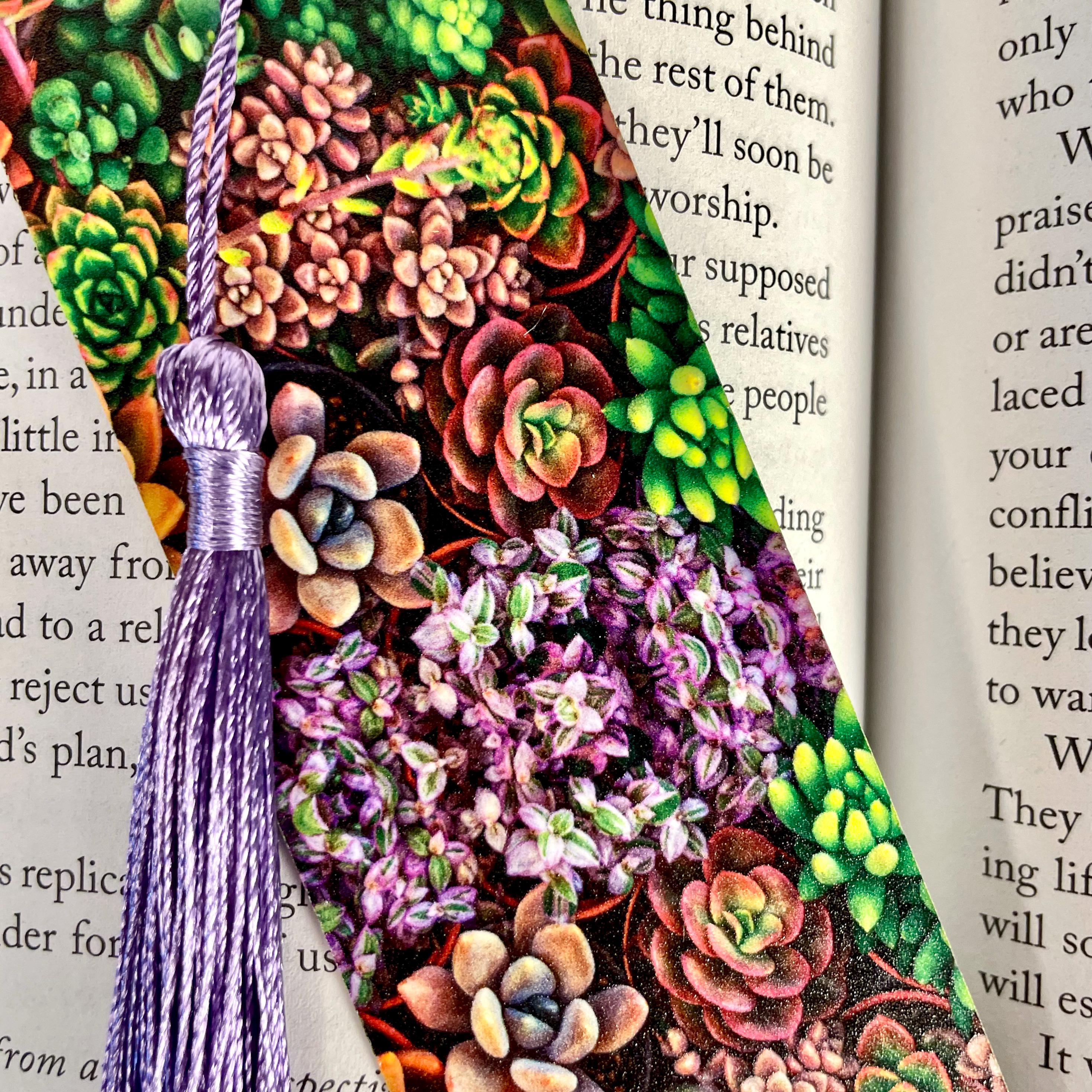 Succulent Bookmark for Teacher Gift Basket or Plant Lover Gift Box, Bookish Stocking Stuffer for Readers