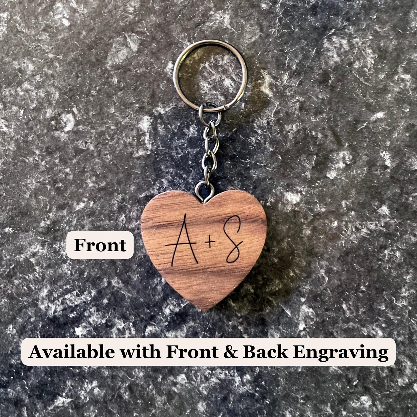 Personalized Keychain | Custom Keychain | Engraved Keychain | Handmade Walnut Wood Keychain | Name, Initials Gift