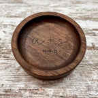 Personalized Wood Ring Dish, Handmade Walnut Jewelry Tray, Custom Initials Trinket Tray, Engagement Wedding Gift