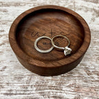 Personalized Wood Ring Dish, Handmade Walnut Jewelry Tray, Custom Initials Trinket Tray, Engagement Wedding Gift