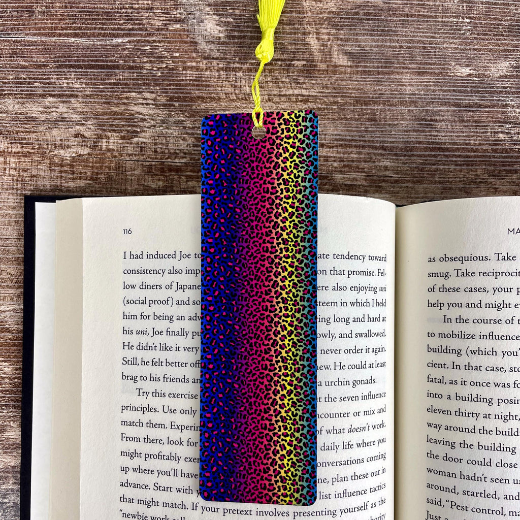 Rainbow Leopard Print Bookmark | Book Lover Gift | Colorful Bookmark | Teacher Gift | Animal Print Bookmark