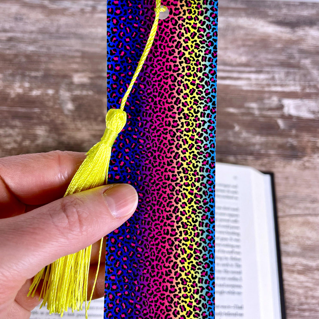 Rainbow Leopard Print Bookmark | Book Lover Gift | Colorful Bookmark | Teacher Gift | Animal Print Bookmark