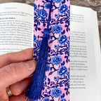 Blue Chinoiserie Floral Bookmark for Book Lovers, Teacher Appreciation or Mother’s Day Gift for Readers and Flower Lovers
