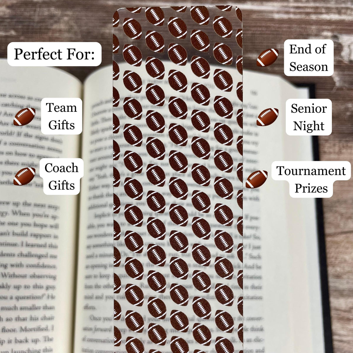 Football Bookmark for Sports Fans and Readers, Game Day Stocking Stuffer or End of Season Team Gift for Players and Coaches