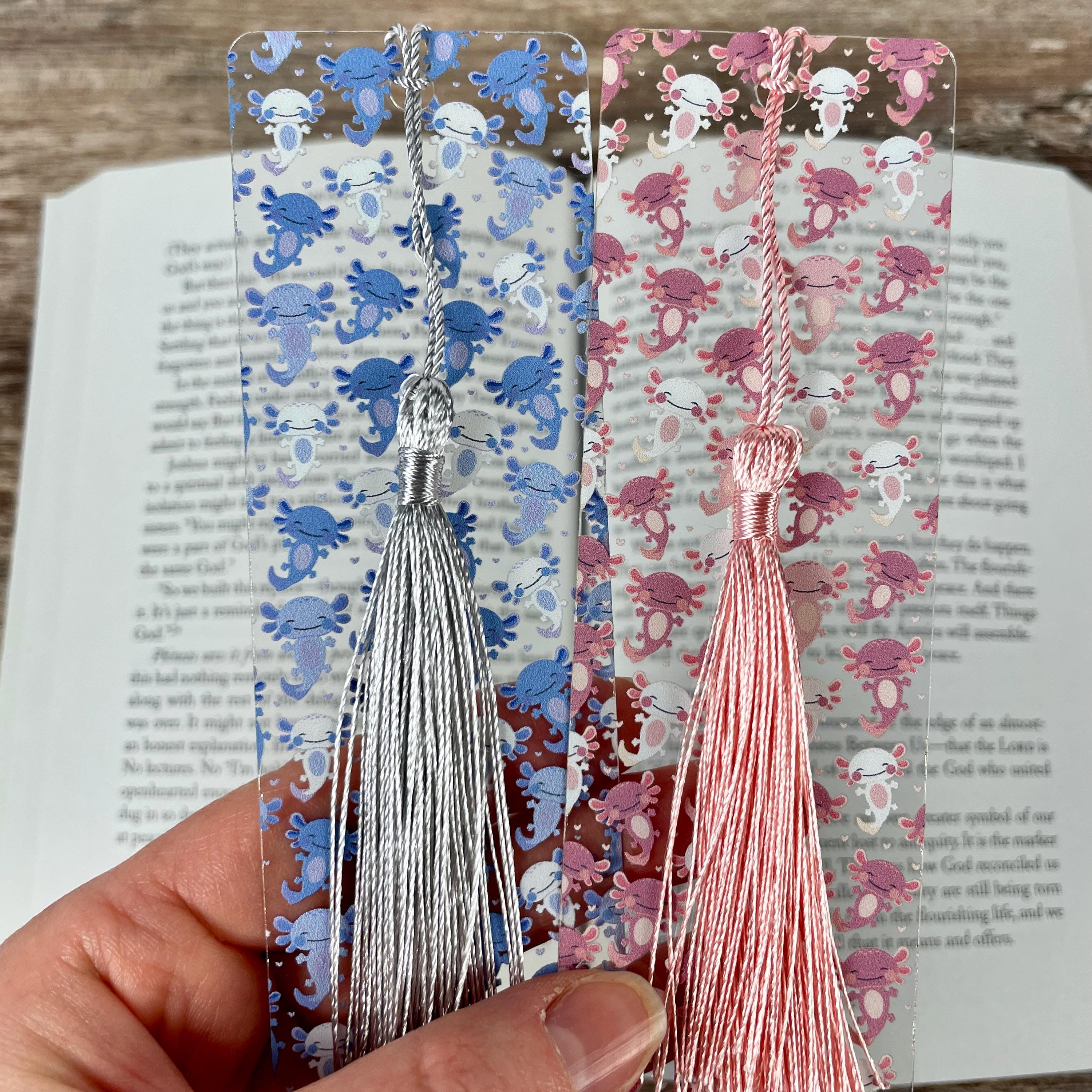 Axolotl Bookmark Gift Set with Pink and Blue Designs Makes a Cute Birthday Gift or Stocking Stuffer for Axolotl Lovers