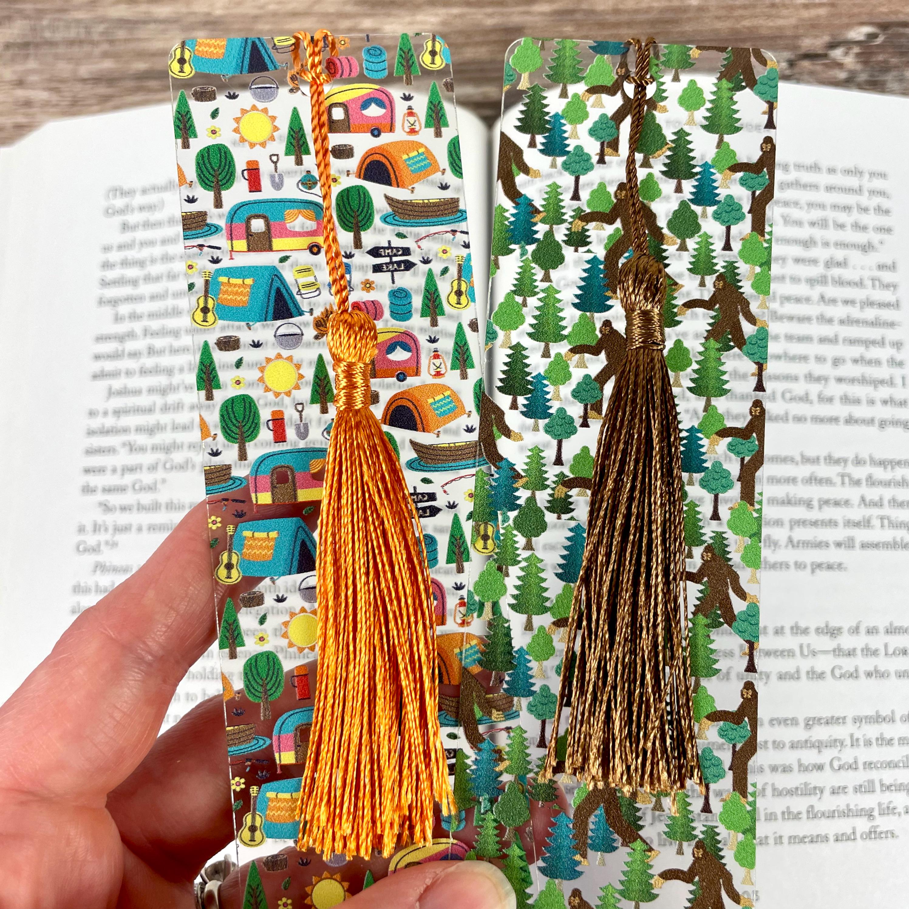 Camping and Bigfoot Bookmark Gift Set for Outdoor Lovers Makes a Fun Camper Gift, Sasquatch Gift or Stocking Stuffer