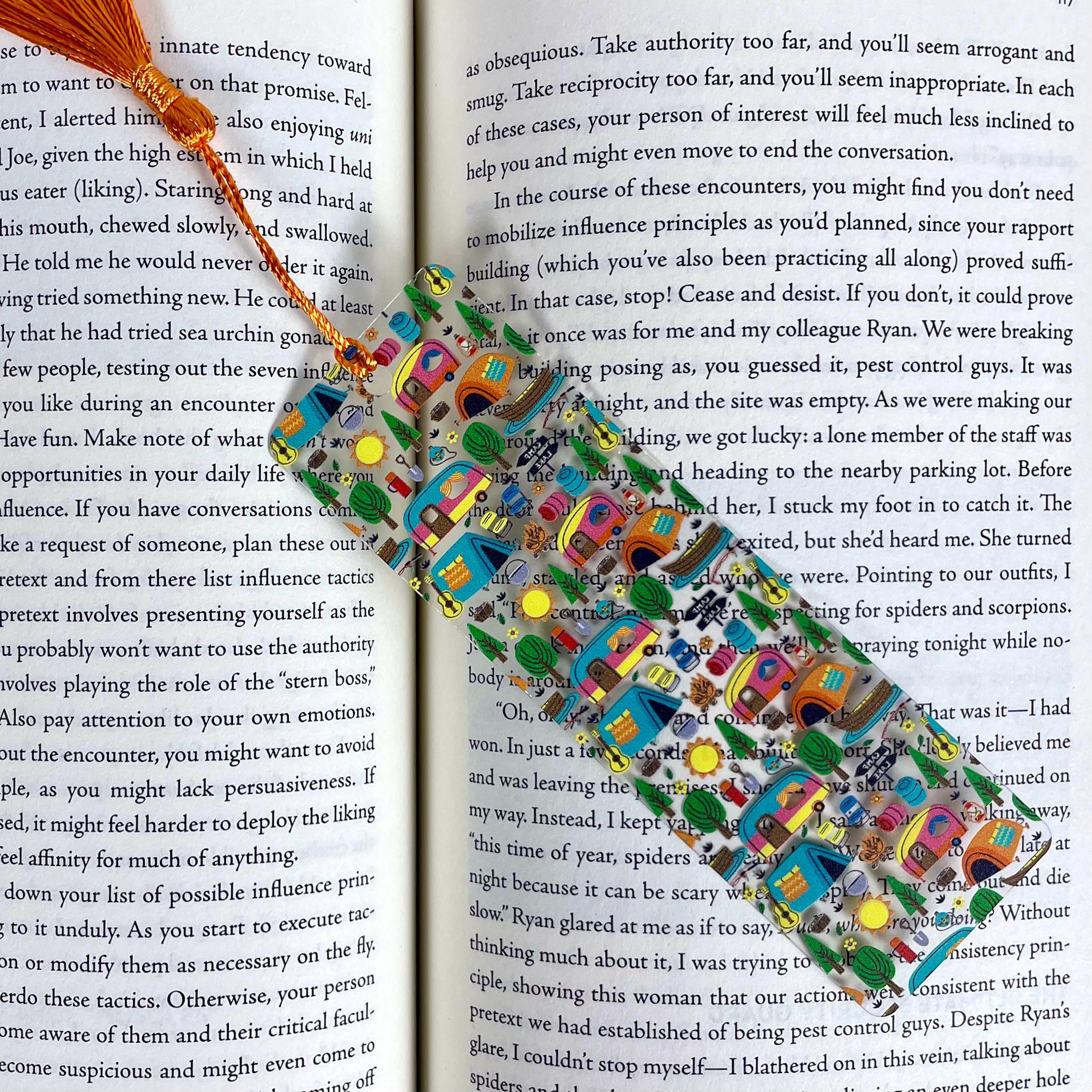 Camping and Bigfoot Bookmark Gift Set for Outdoor Lovers Makes a Fun Camper Gift, Sasquatch Gift or Stocking Stuffer