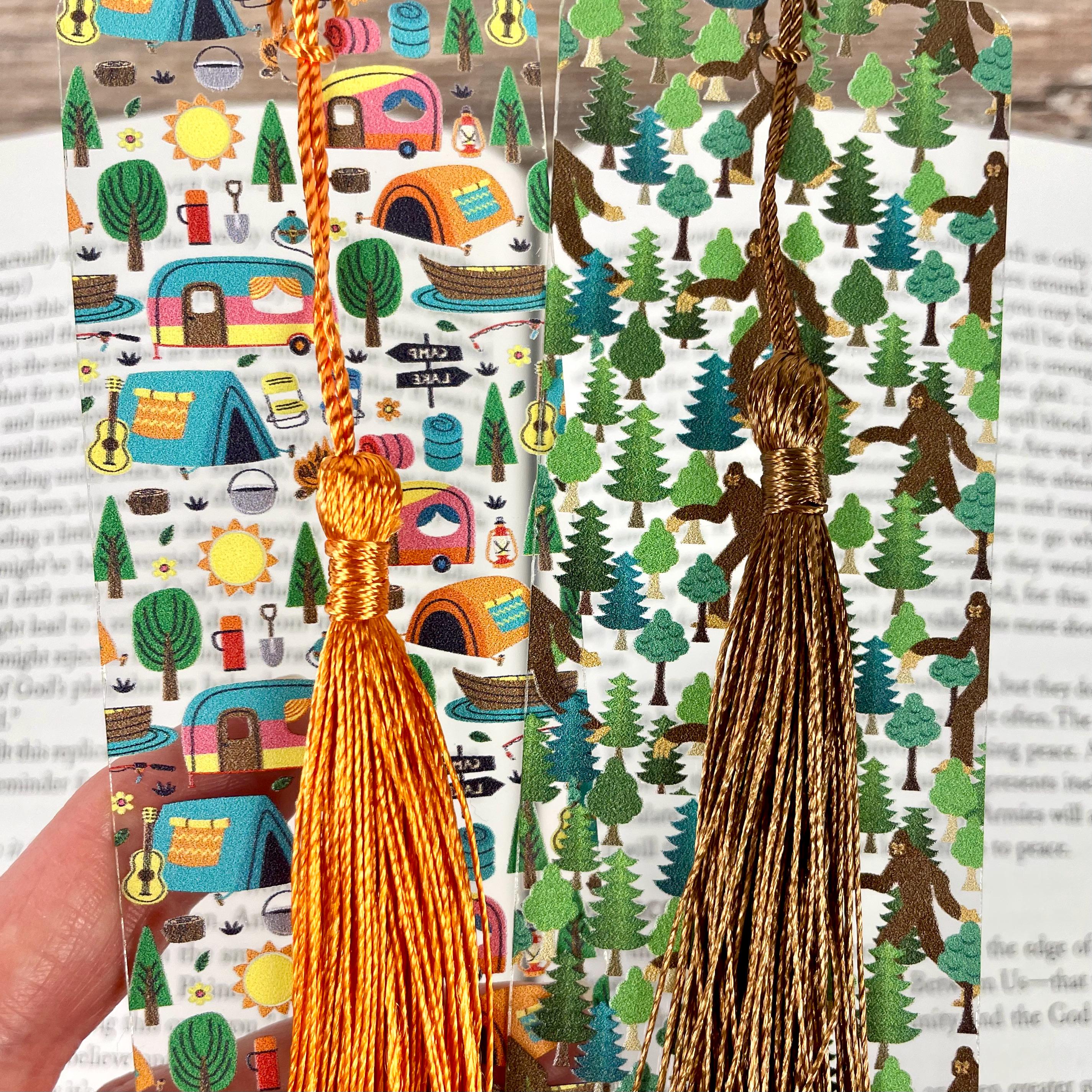 Camping and Bigfoot Bookmark Gift Set for Outdoor Lovers Makes a Fun Camper Gift, Sasquatch Gift or Stocking Stuffer