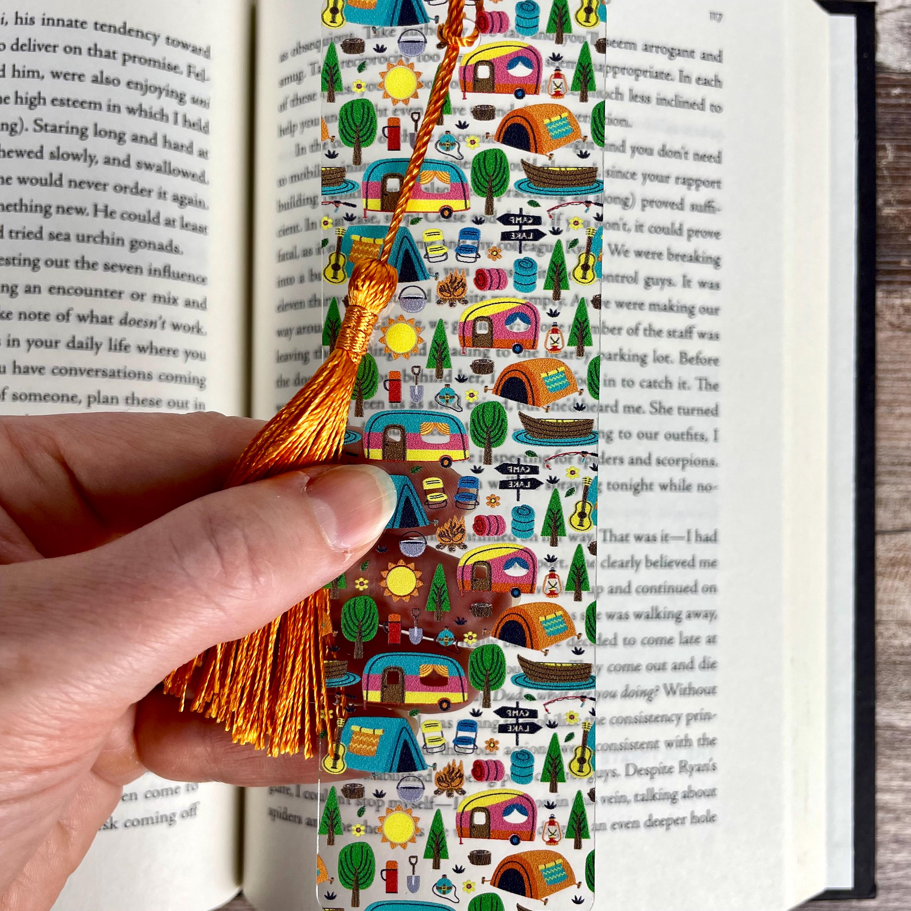 Camping and Bigfoot Bookmark Gift Set for Outdoor Lovers Makes a Fun Camper Gift, Sasquatch Gift or Stocking Stuffer