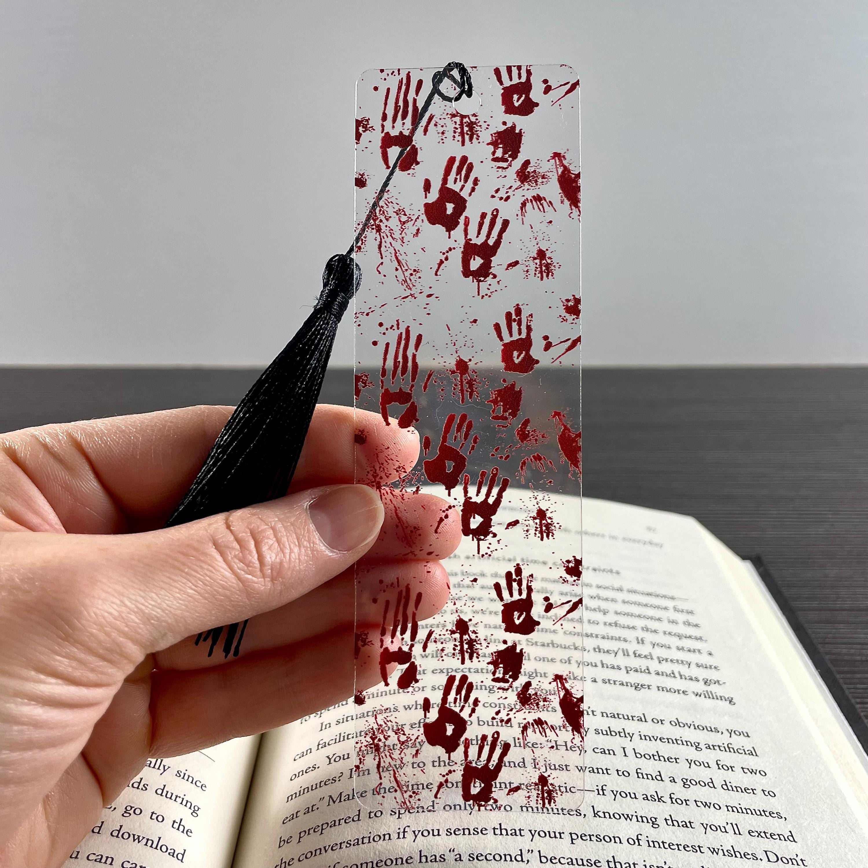Horror Bookmark Gift Set for Scary Book Lovers with Bloody Handprints Makes a Creepy Halloween Gift or Horror Fan Stocking Stuffer