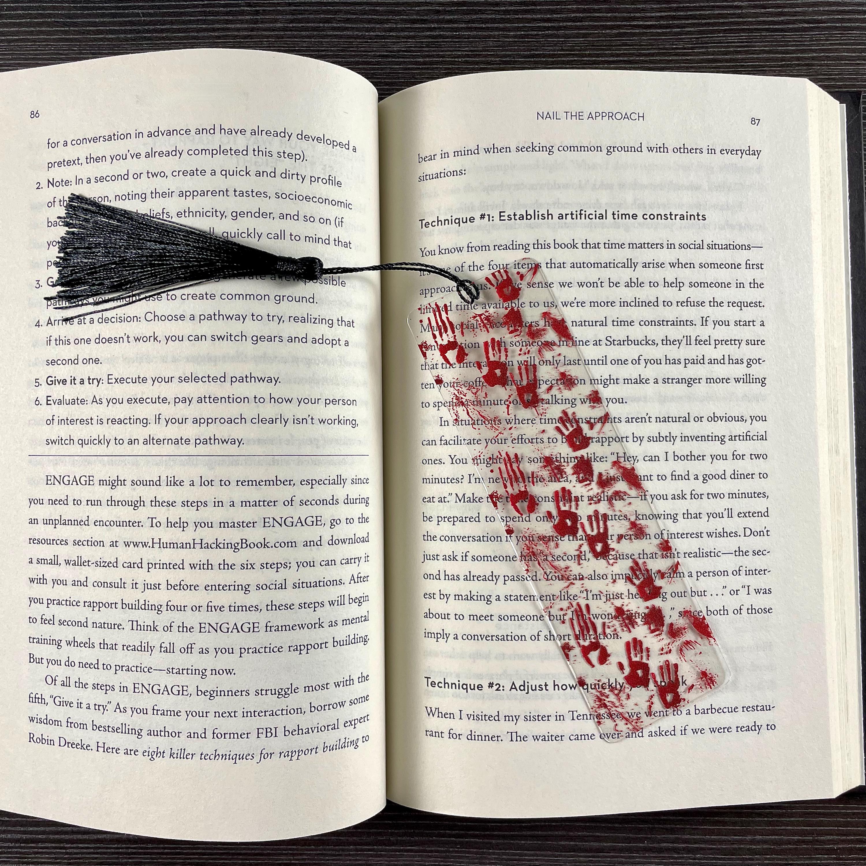 Horror Bookmark Gift Set for Scary Book Lovers with Bloody Handprints Makes a Creepy Halloween Gift or Horror Fan Stocking Stuffer