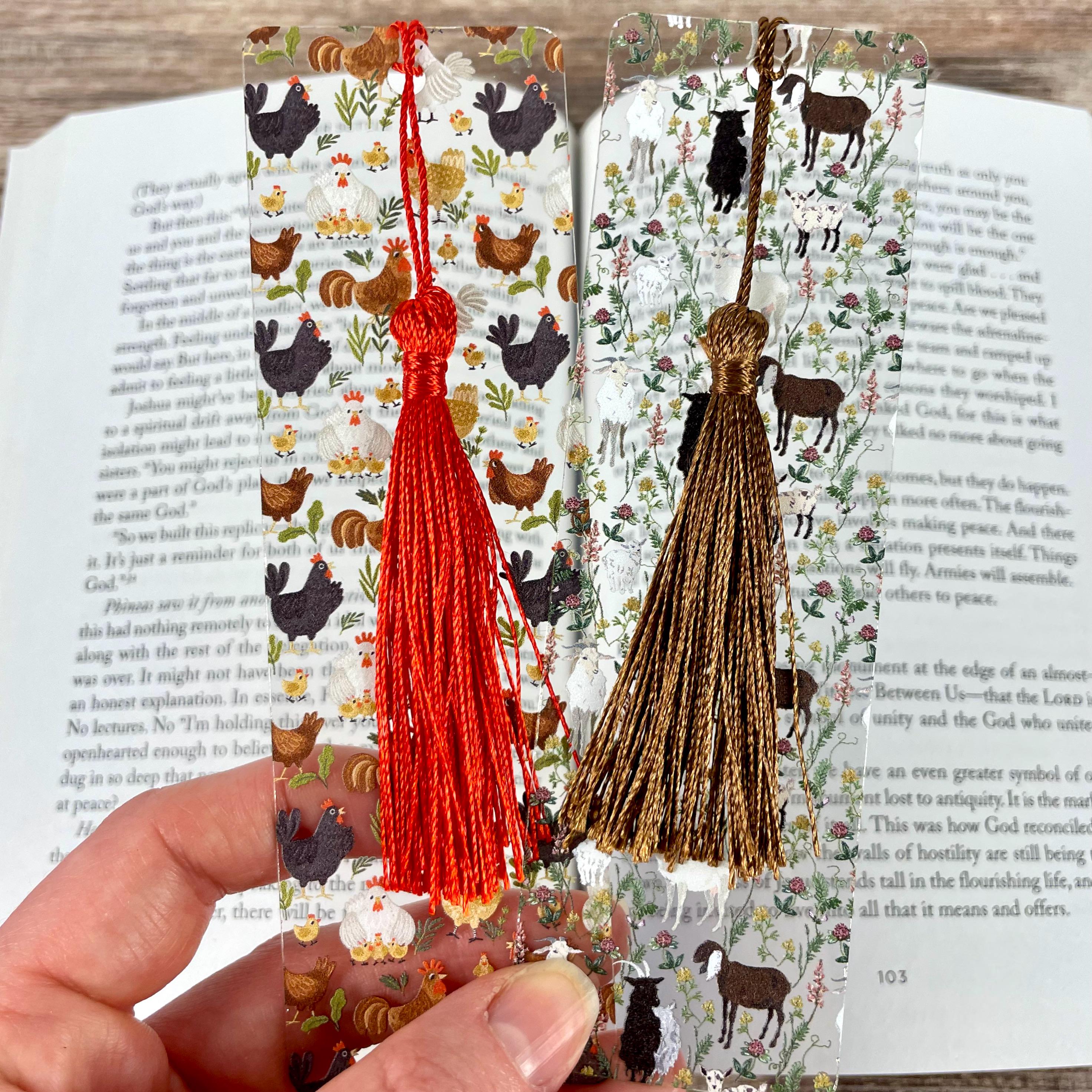Chicken and Goat Bookmark Gift Set for Farm Animal Lovers Makes a Fun Farmer Gift, Homesteader Gift or Stocking Stuffer