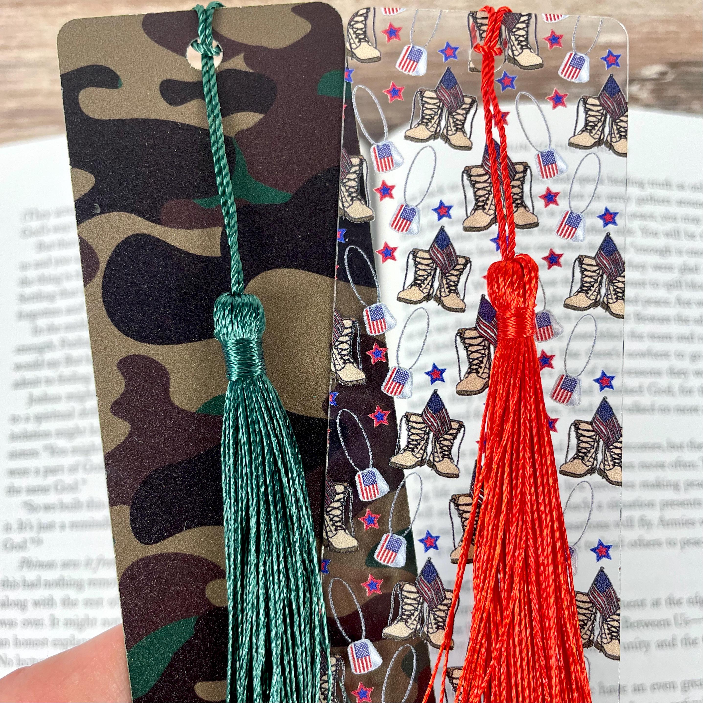 Military Bookmark Gift Set with Camouflage and Combat Boots Makes a Patriotic Gift for Soldiers, Veterans or Military Families