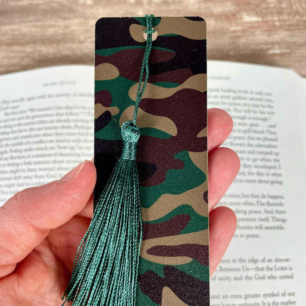 Military Bookmark Gift Set with Camouflage and Combat Boots Makes a Patriotic Gift for Soldiers, Veterans or Military Families