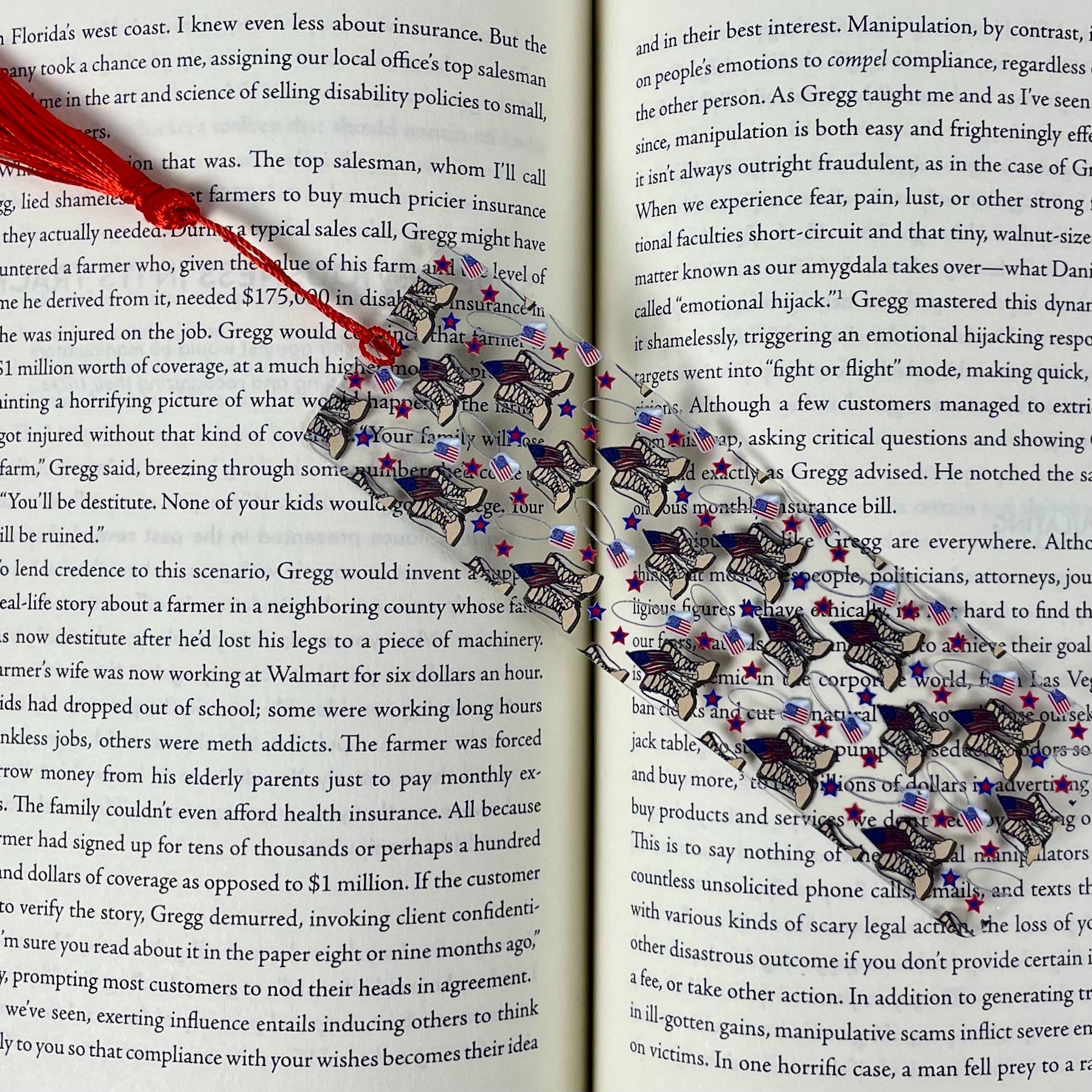 Military Bookmark Gift Set with Camouflage and Combat Boots Makes a Patriotic Gift for Soldiers, Veterans or Military Families