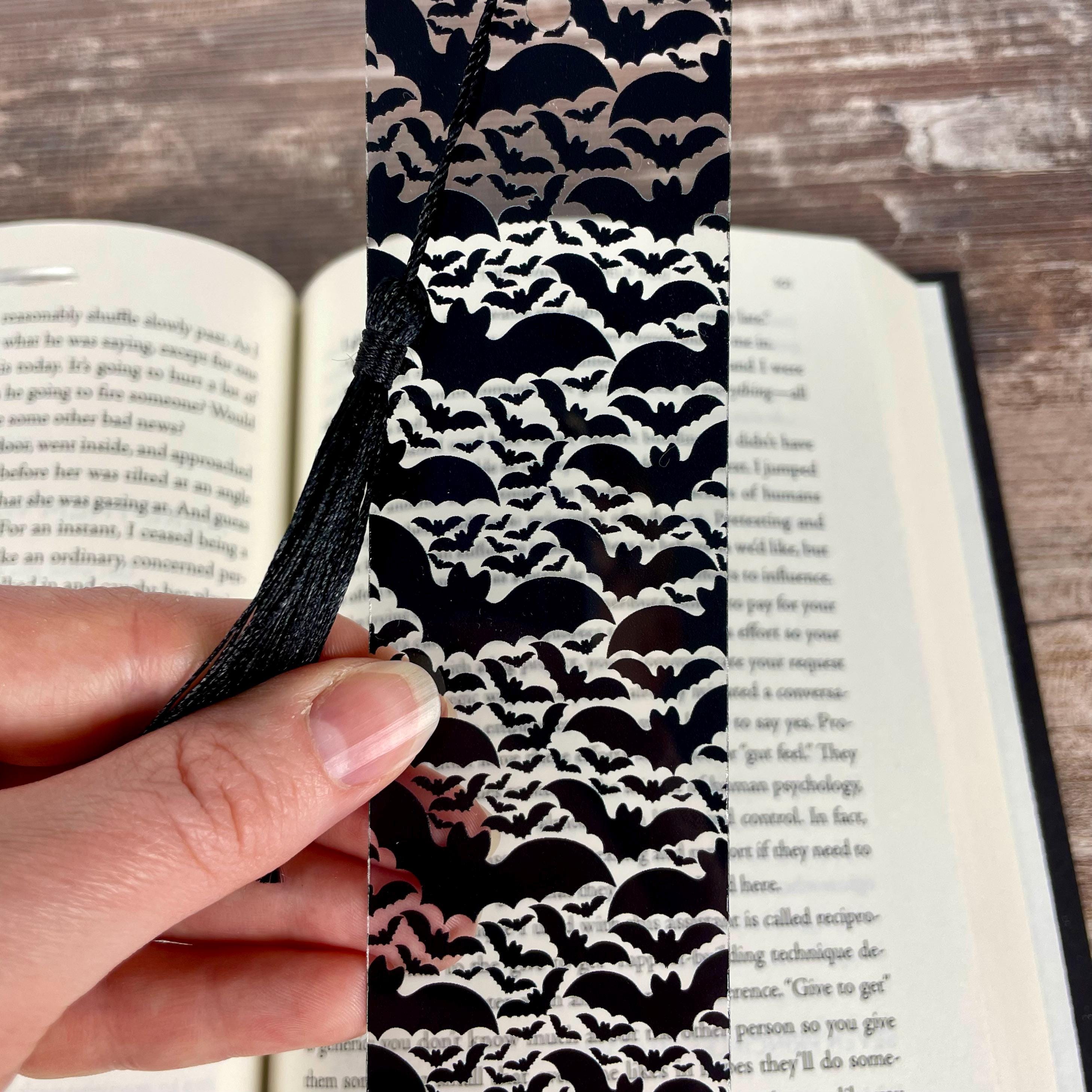 Gothic Bookmark Gift Set for Dark Academia Readers with Victorian Damask and Bats Makes a Spooky Book Lover Gift or Stocking Stuffer