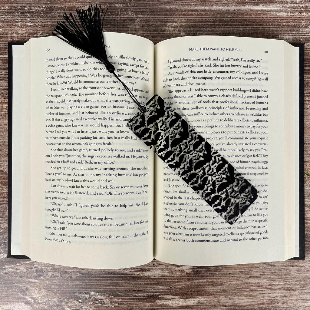 Gothic Bookmark Gift Set for Dark Academia Readers with Victorian Damask and Bats Makes a Spooky Book Lover Gift or Stocking Stuffer
