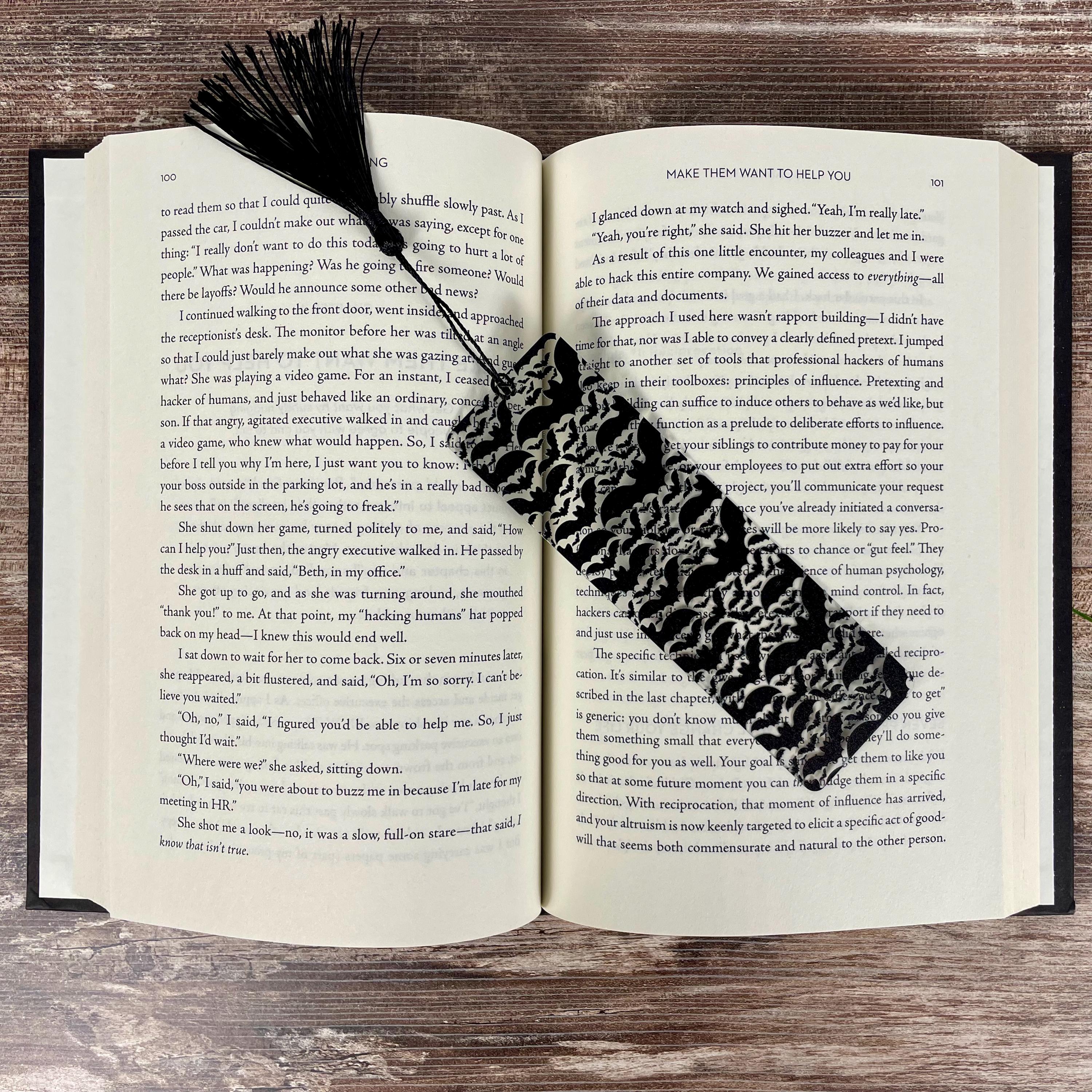 Gothic Bookmark Gift Set for Dark Academia Readers with Victorian Damask and Bats Makes a Spooky Book Lover Gift or Stocking Stuffer
