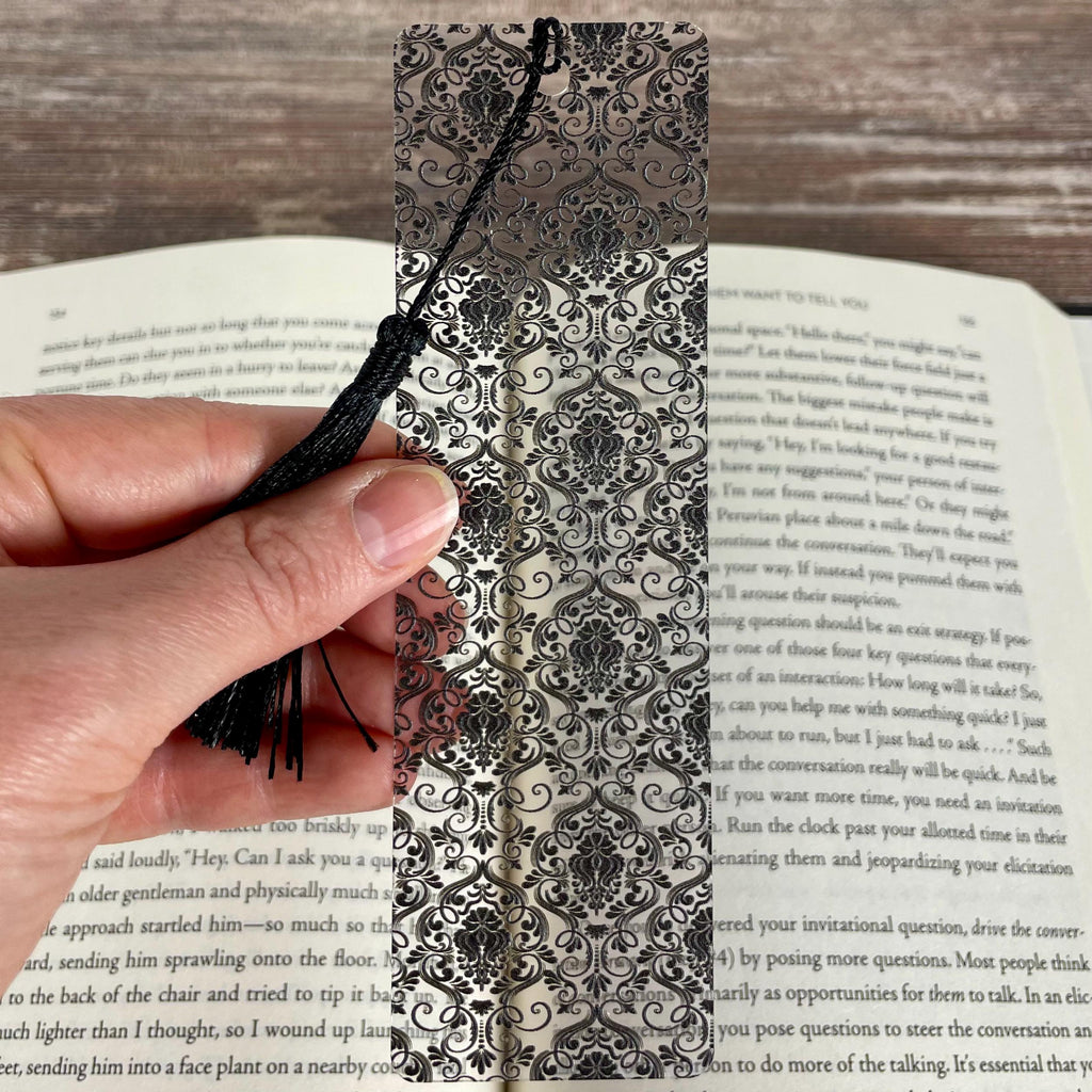Gothic Bookmark Gift Set for Dark Academia Readers with Victorian Damask and Bats Makes a Spooky Book Lover Gift or Stocking Stuffer
