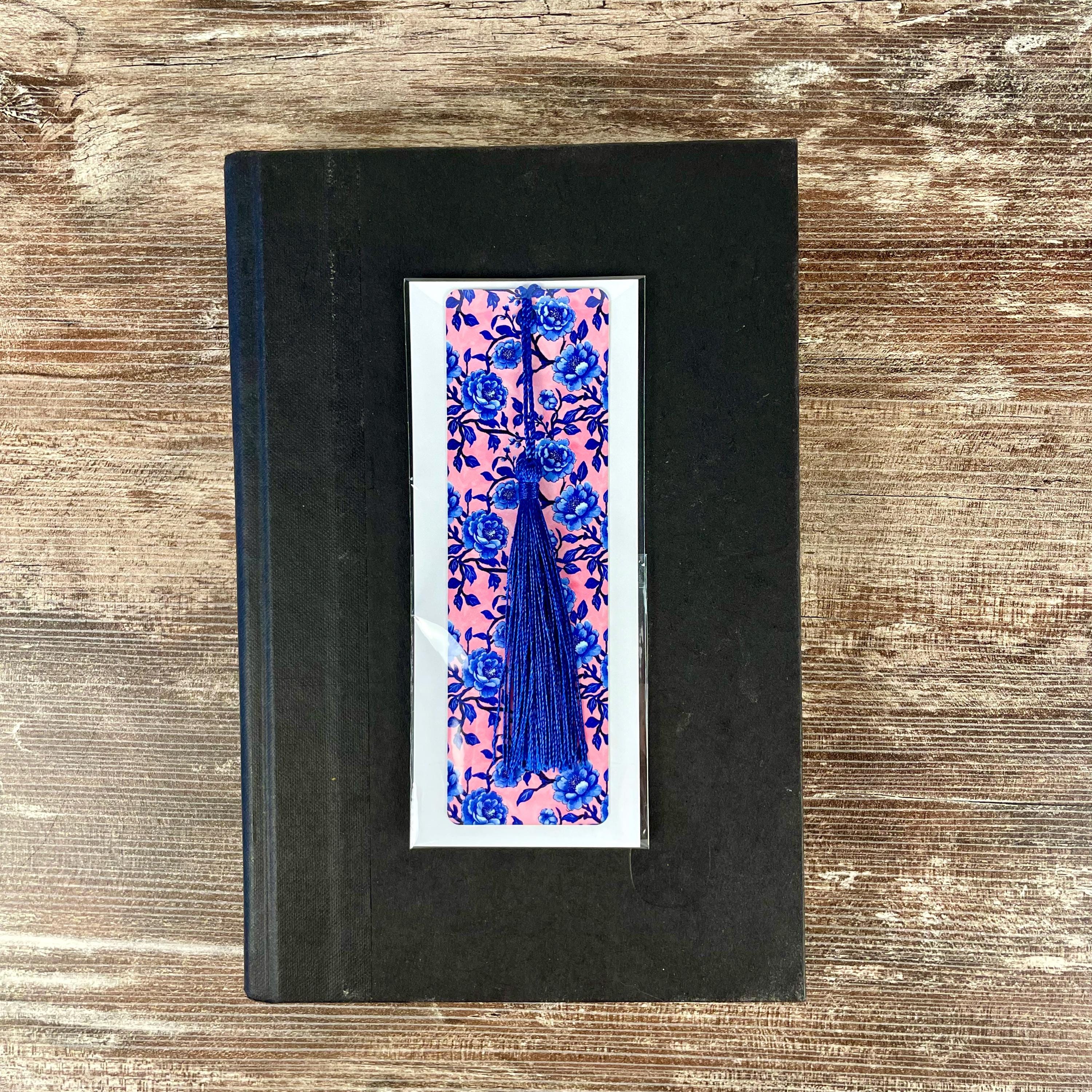 Blue Chinoiserie Floral Bookmark for Book Lovers, Teacher Appreciation or Mother’s Day Gift for Readers and Flower Lovers
