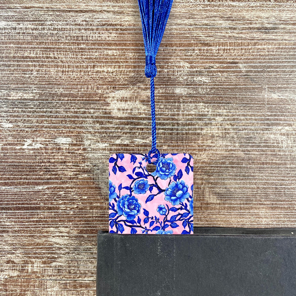Blue Chinoiserie Floral Bookmark for Book Lovers, Teacher Appreciation or Mother’s Day Gift for Readers and Flower Lovers