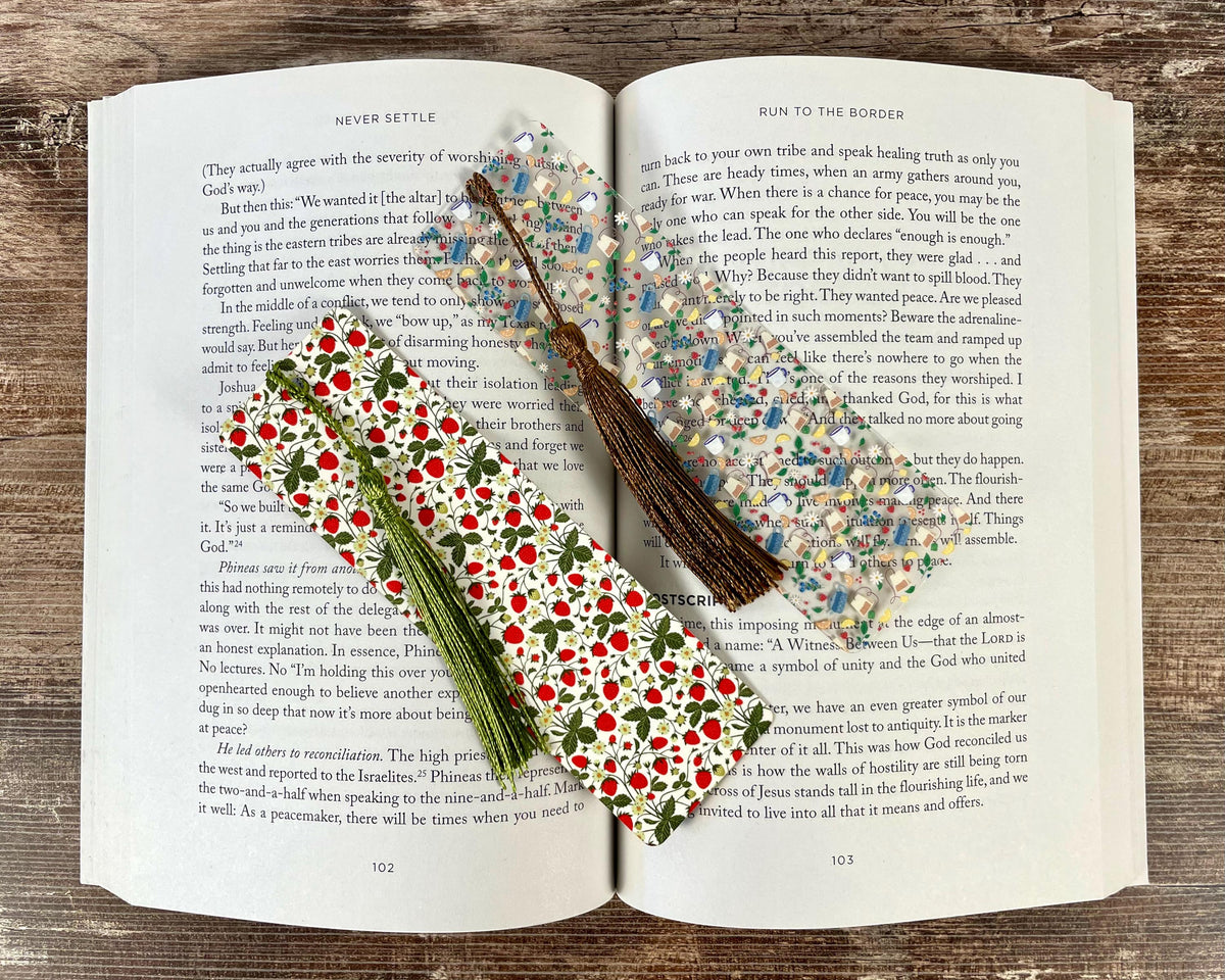 Cottagecore Bookmark Gift Set with Strawberries and Tea Makes a Charming Tea Lover Gift, Birthday Present or Stocking Stuffer