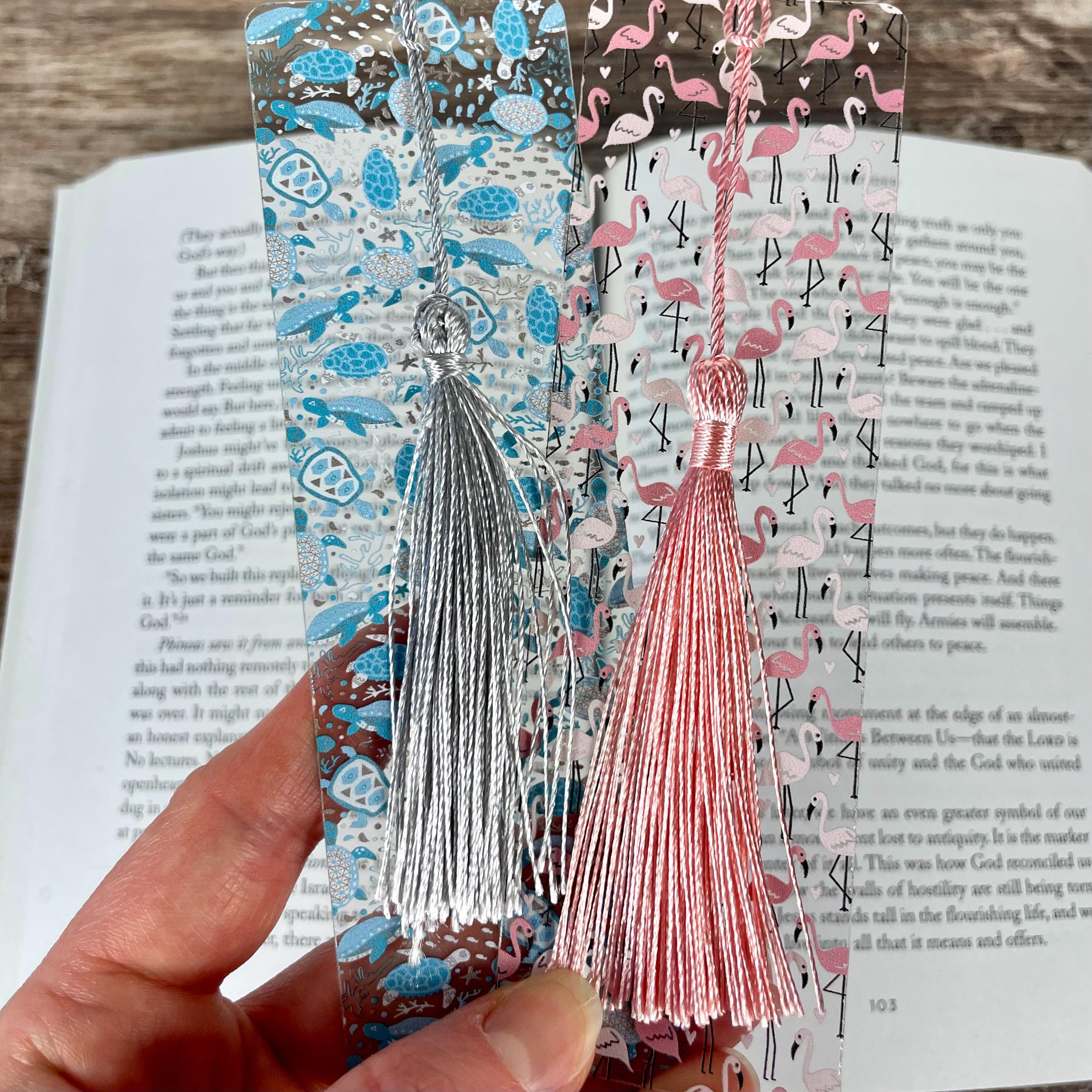 Flamingo and Sea Turtle Bookmark Gift Set Makes a Colorful Beach Lover Gift, Summer Birthday Gift or Stocking Stuffer