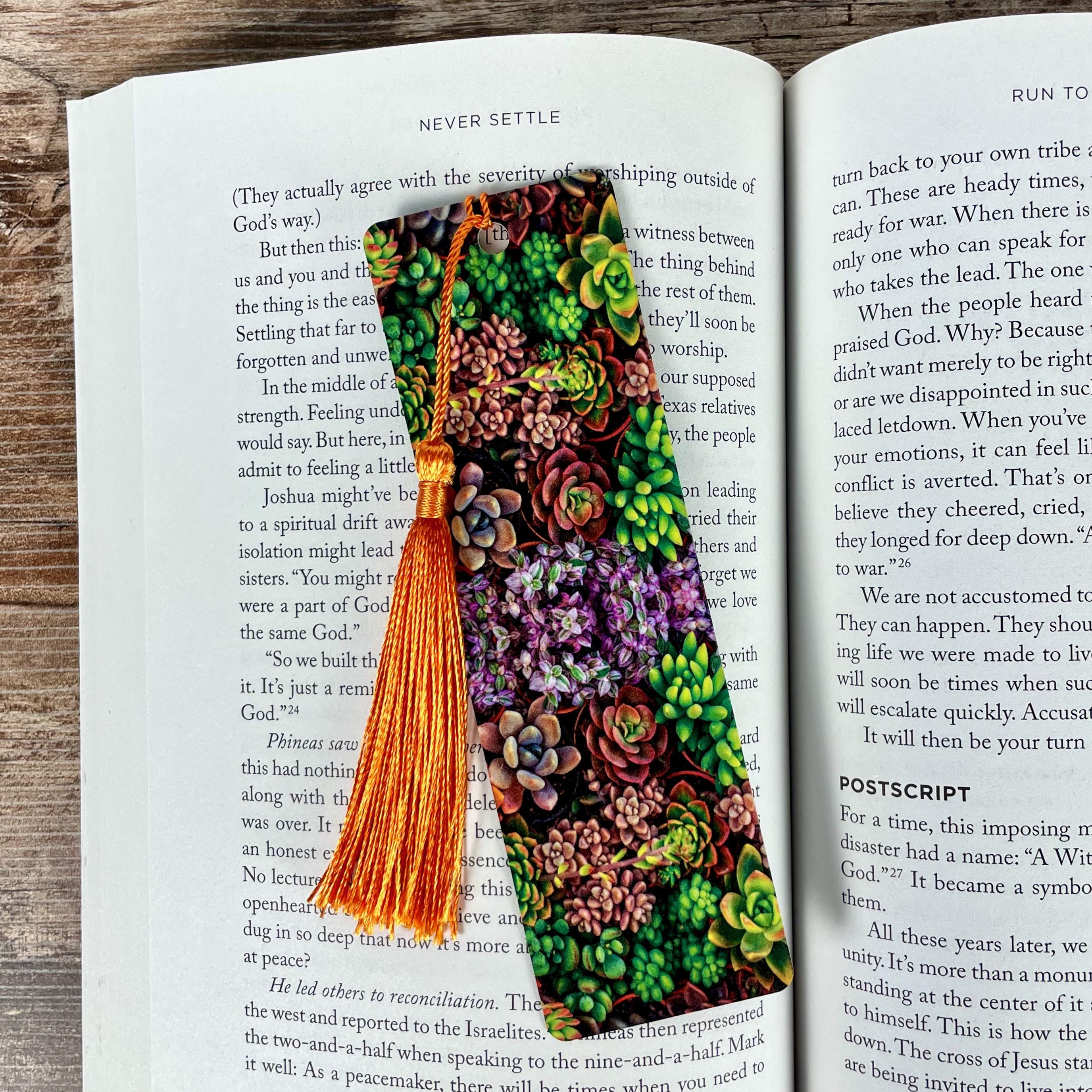 Succulent Bookmark for Teacher Gift Basket or Plant Lover Gift Box, Bookish Stocking Stuffer for Readers