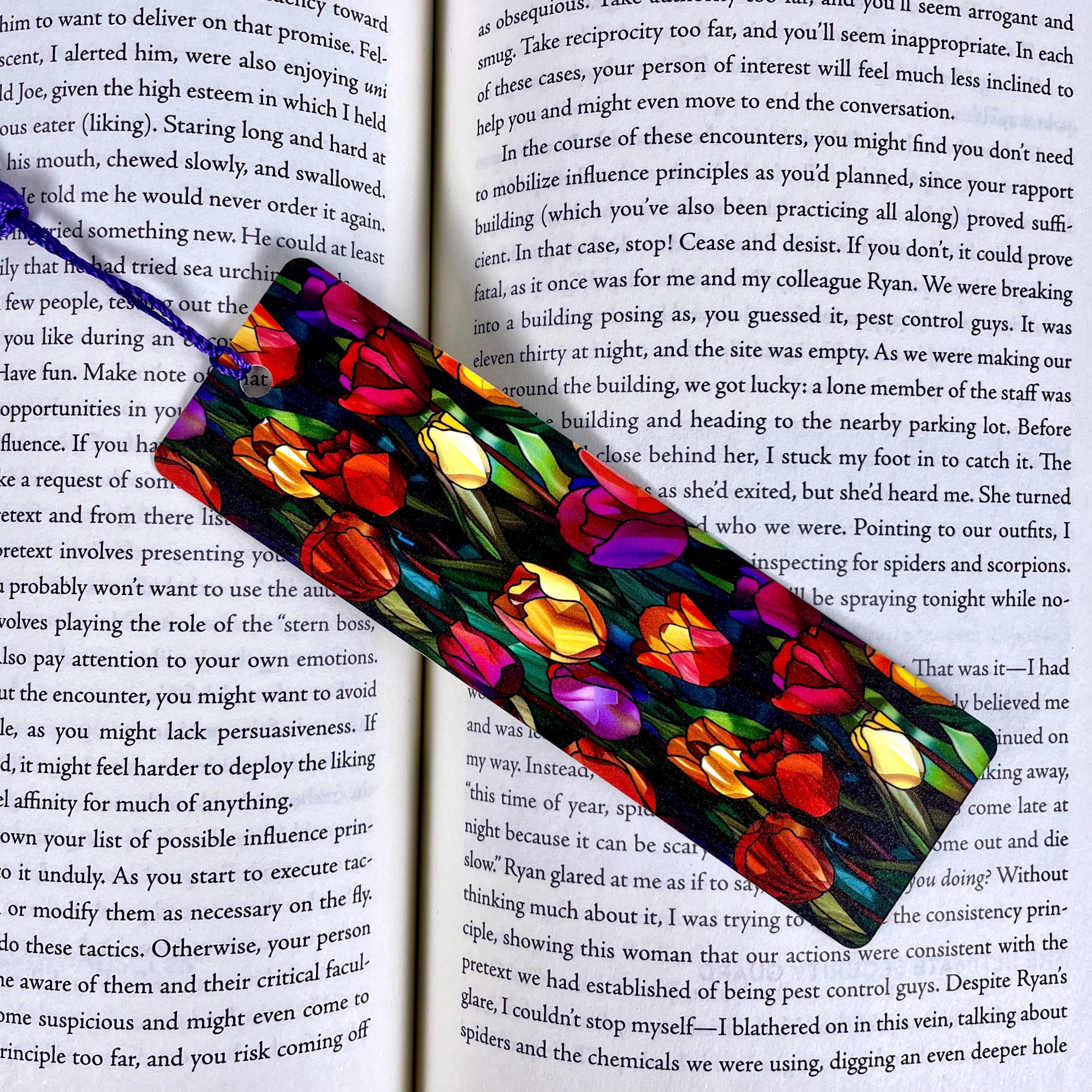 Tulip and Violet Bookmark Gift Set Makes a Colorful Teacher Appreciation Gift, Flower Lover Gift or Spring Birthday Present