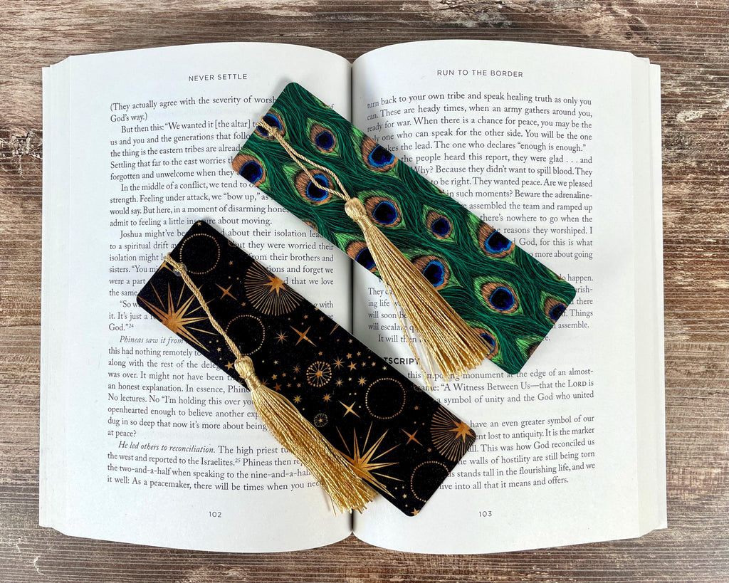 Celestial and Peacock Bookmark Gift Set Makes a Boho Gift for Her, Peacock Lover Gift or Stocking Stuffer