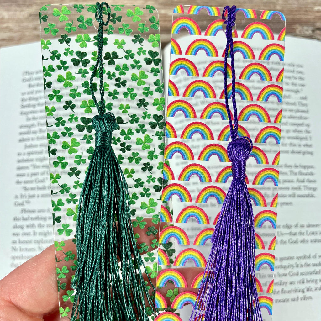 St. Patrick’s Day Bookmark Gift Set with Shamrocks and Rainbows Makes a Fun March Birthday Gift for Book Lovers