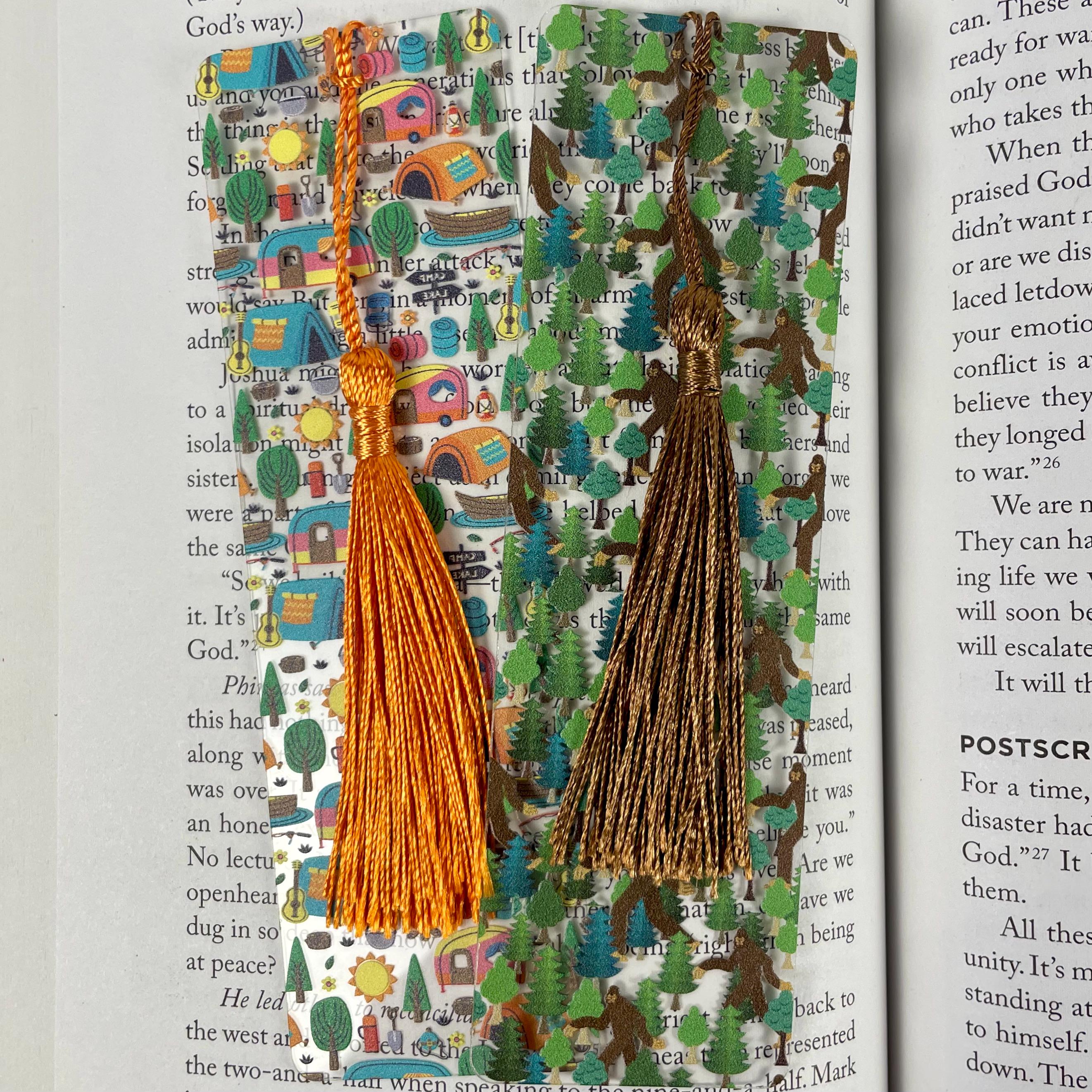 Camping and Bigfoot Bookmark Gift Set for Outdoor Lovers Makes a Fun Camper Gift, Sasquatch Gift or Stocking Stuffer