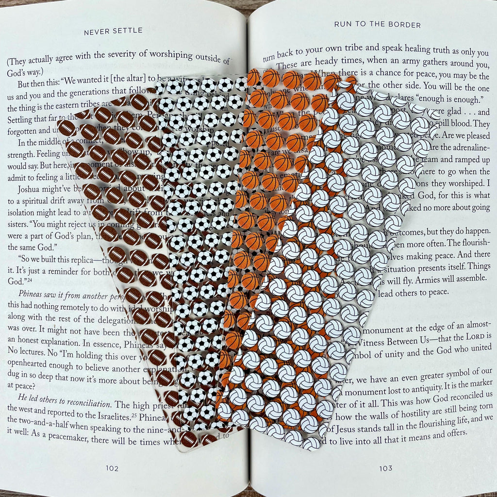 Four-Sport Bookmark Gift Set with Football, Soccer, Basketball and Volleyball Makes a Fun Sports Mom or Teen Athlete Gift