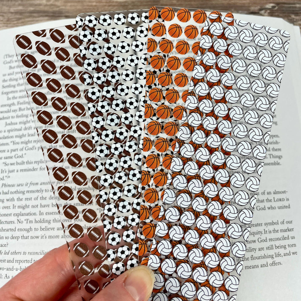 Four-Sport Bookmark Gift Set with Football, Soccer, Basketball and Volleyball Makes a Fun Sports Mom or Teen Athlete Gift
