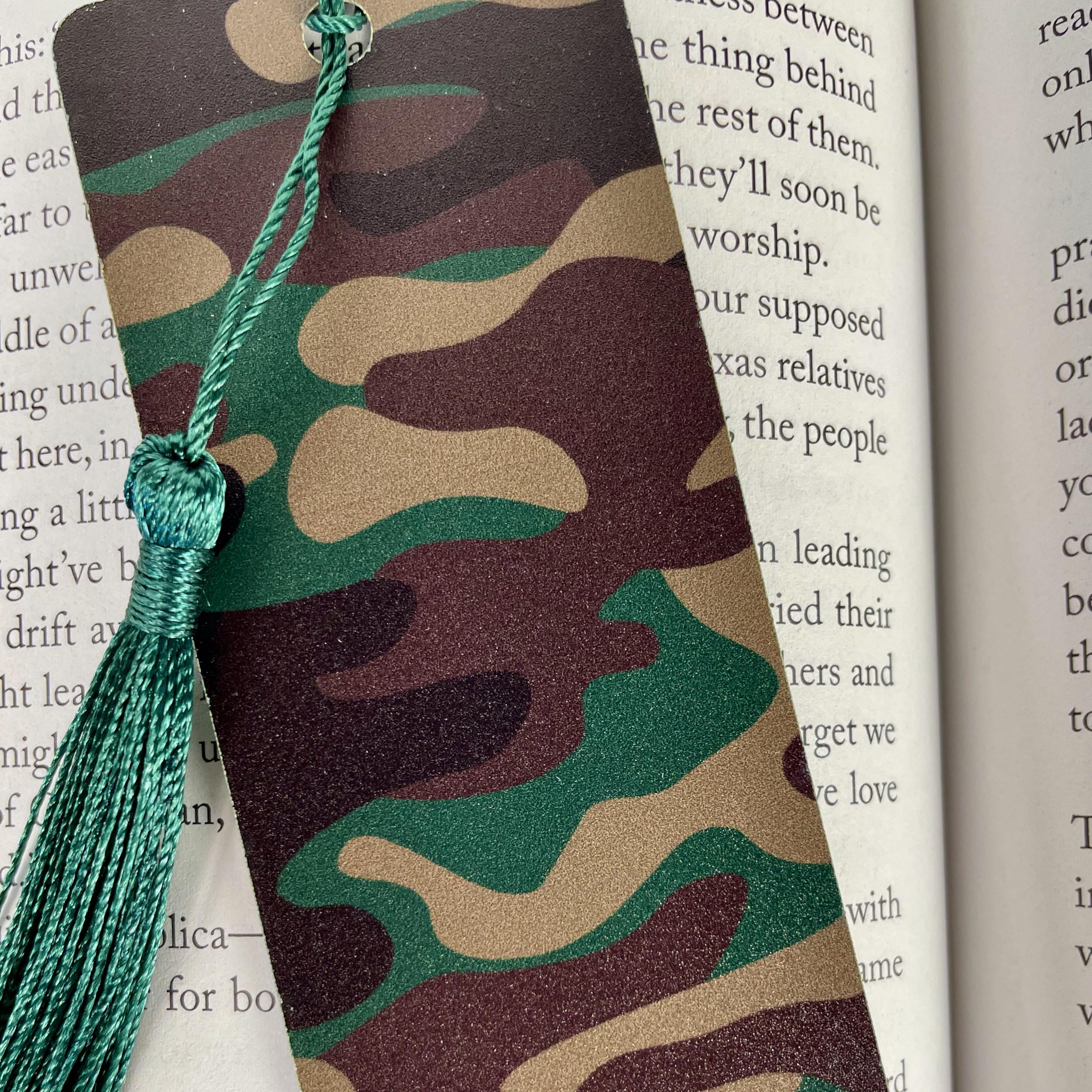 Military Bookmark Gift Set with Camouflage and Combat Boots Makes a Patriotic Gift for Soldiers, Veterans or Military Families