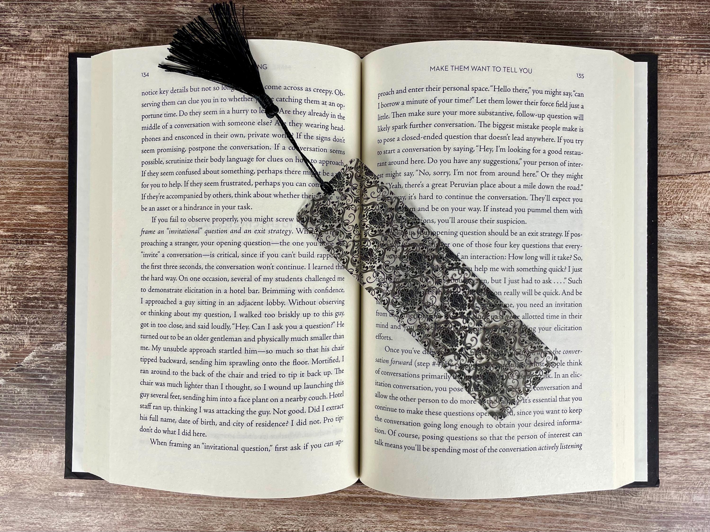 Gothic Bookmark Gift Set for Dark Academia Readers with Victorian Damask and Bats Makes a Spooky Book Lover Gift or Stocking Stuffer