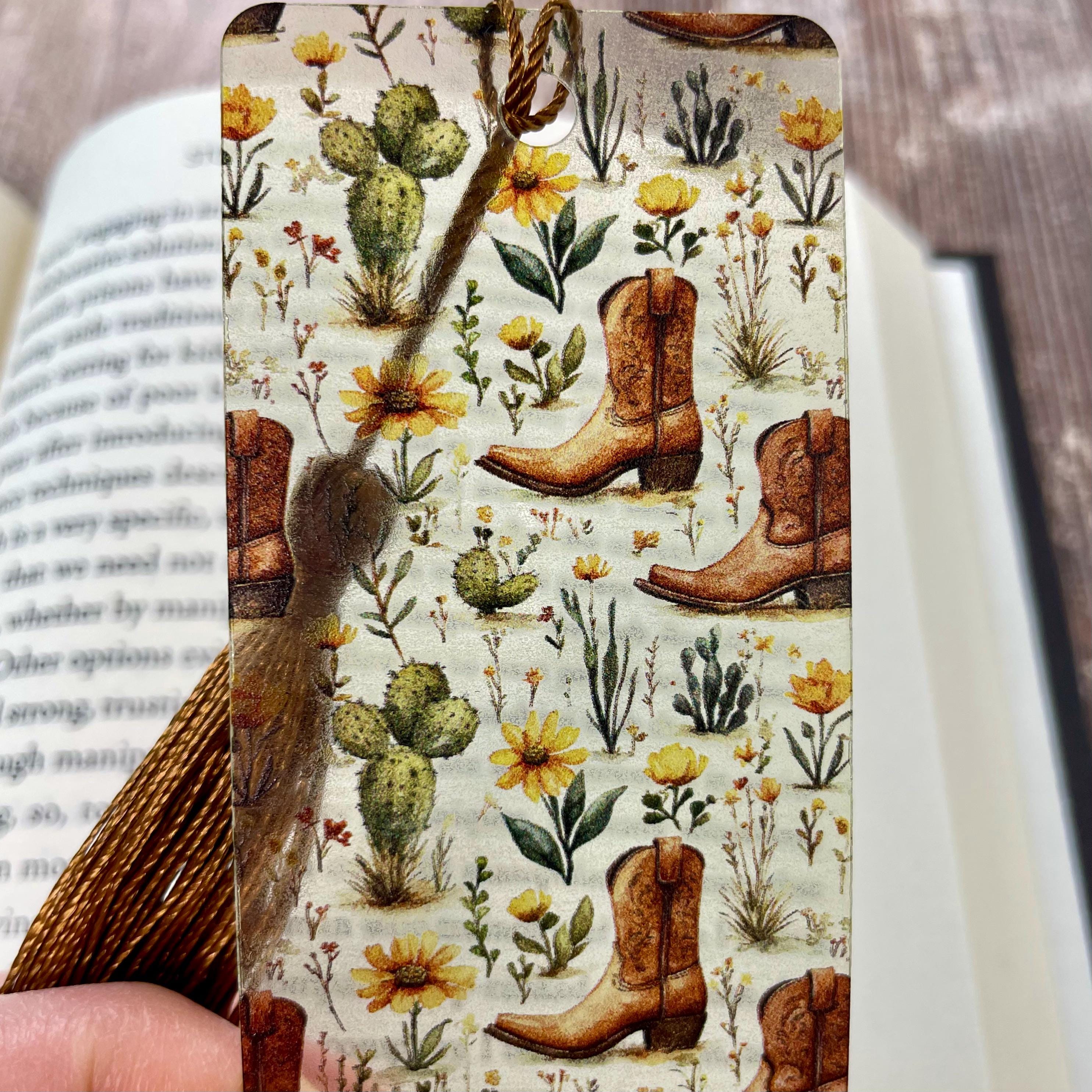 Western Bookmark Gift Set with Cow Print and Cowboy Boots Makes a Fun Cowgirl Gift, Rodeo Gift or Stocking Stuffer