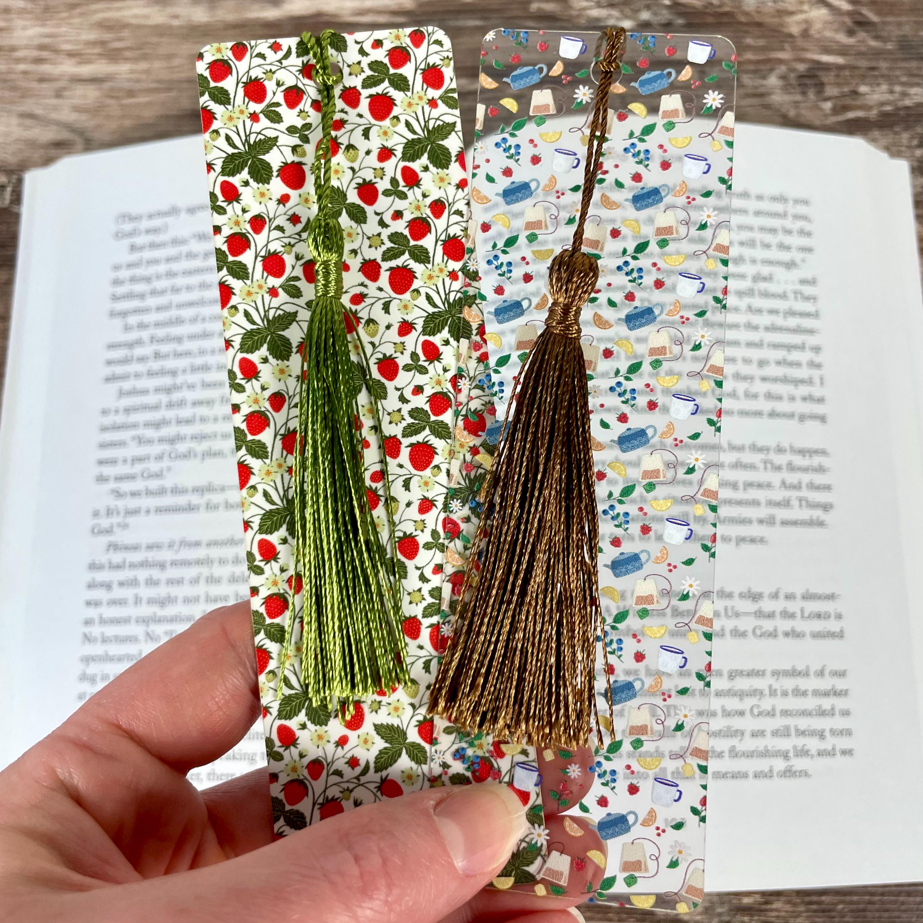 Cottagecore Bookmark Gift Set with Strawberries and Tea Makes a Charming Tea Lover Gift, Birthday Present or Stocking Stuffer