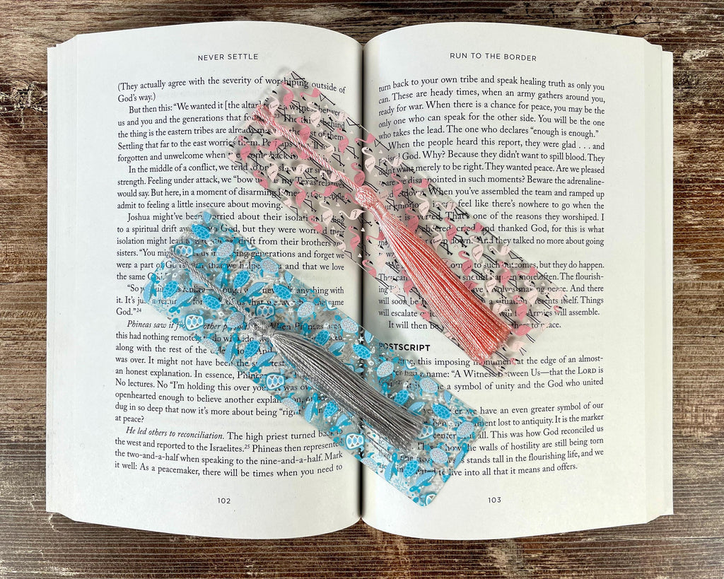 Flamingo and Sea Turtle Bookmark Gift Set Makes a Colorful Beach Lover Gift, Summer Birthday Gift or Stocking Stuffer