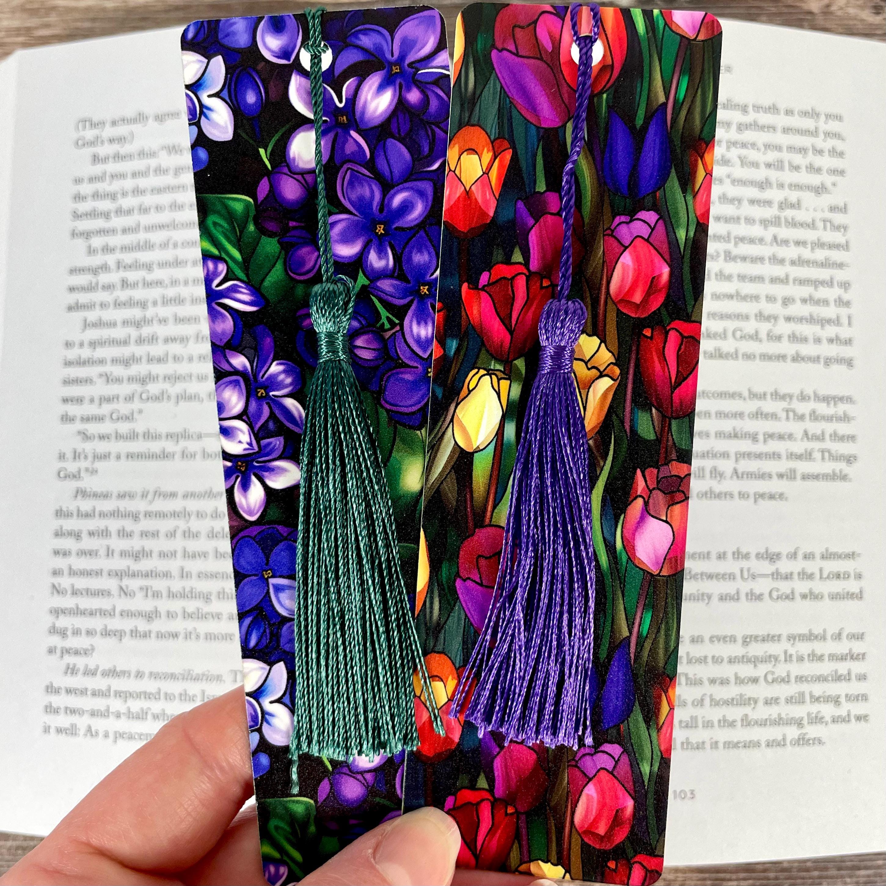 Tulip and Violet Bookmark Gift Set Makes a Colorful Teacher Appreciation Gift, Flower Lover Gift or Spring Birthday Present