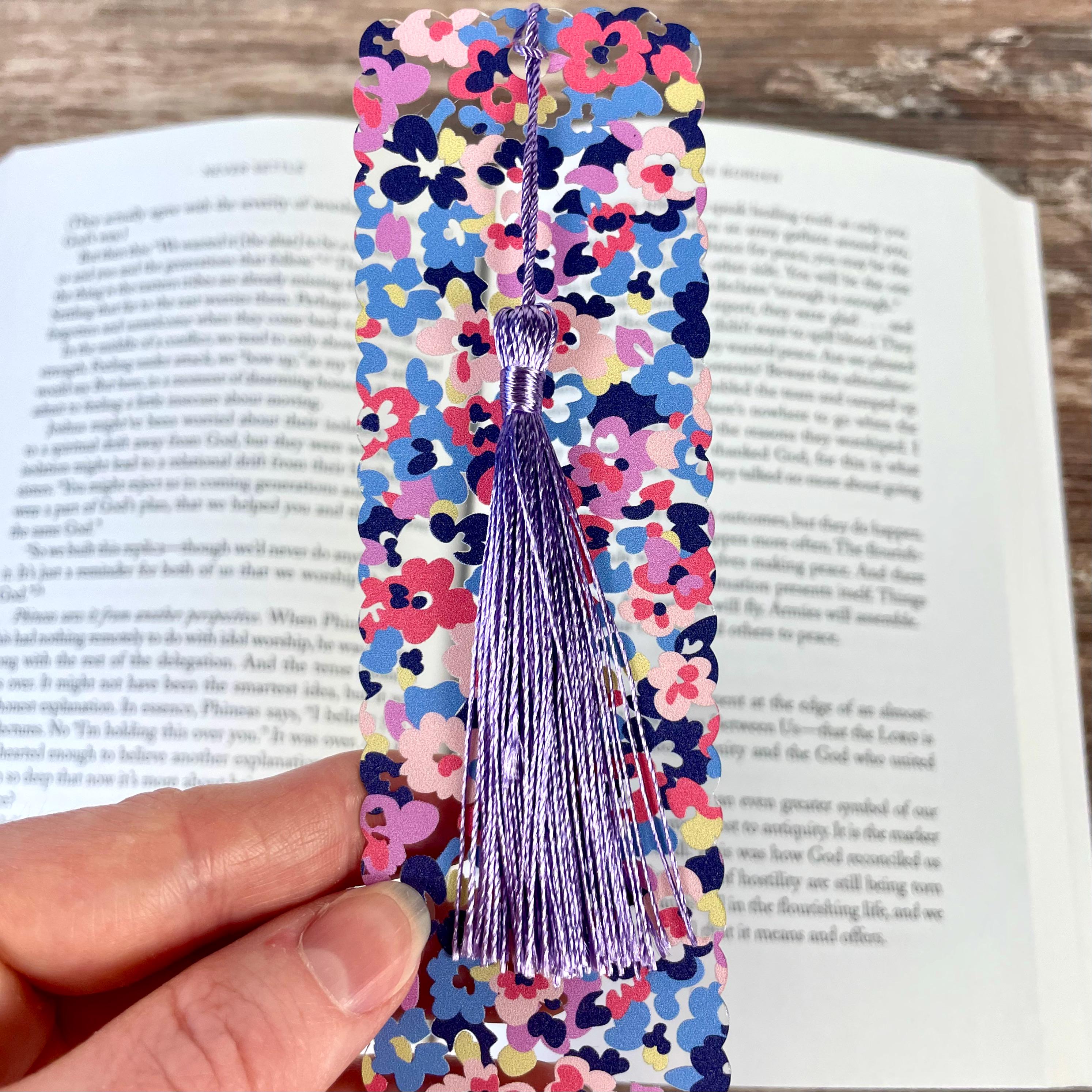 Colorful Floral Bookmark with Scalloped Edges Makes a Pretty Teacher Gift or Stocking Stuffer for Book Lovers
