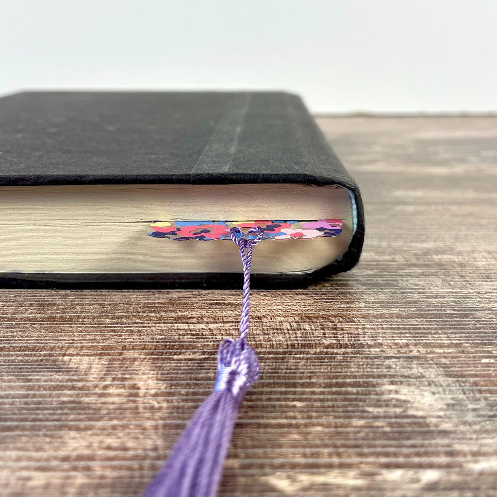 Colorful Floral Bookmark with Scalloped Edges Makes a Pretty Teacher Gift or Stocking Stuffer for Book Lovers