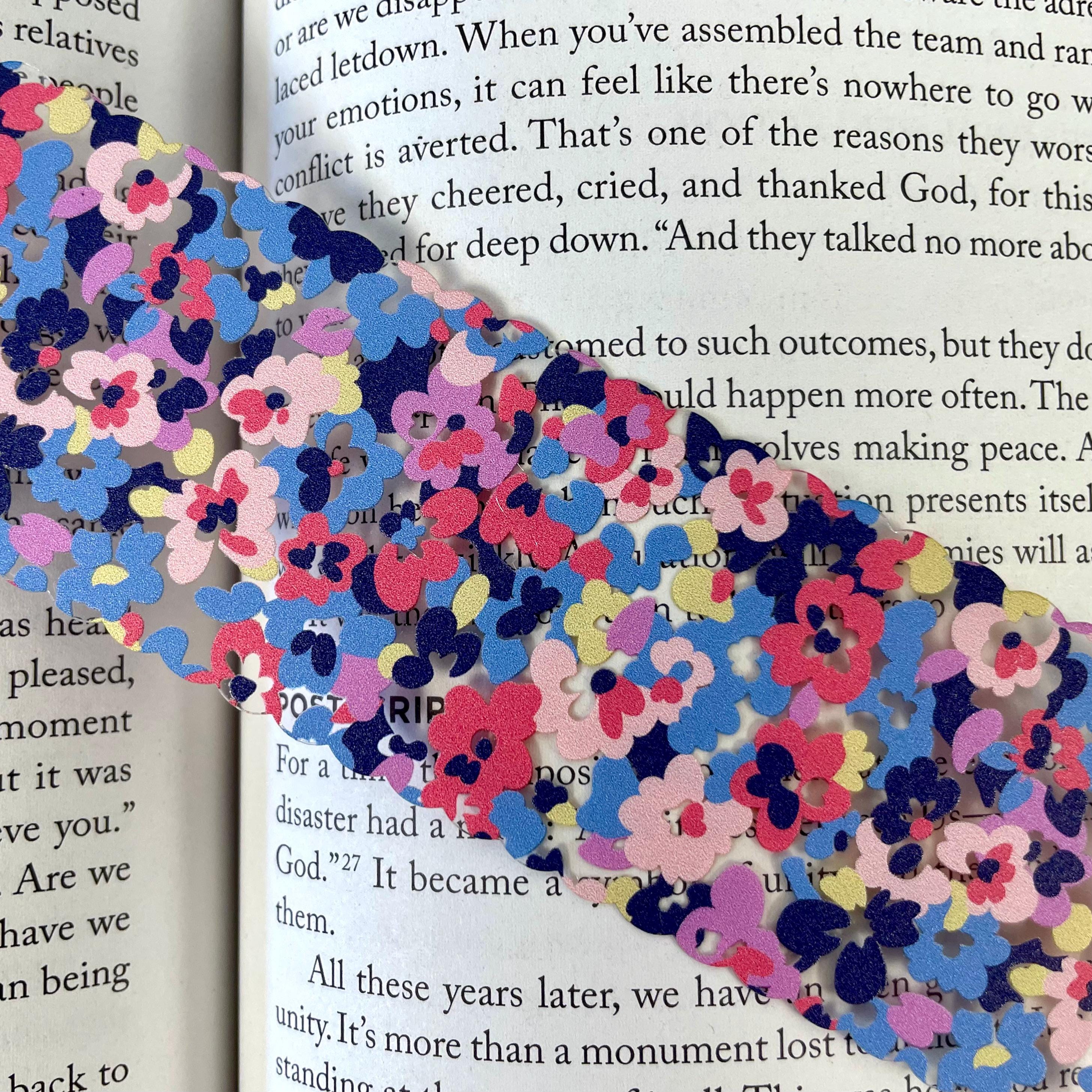 Colorful Floral Bookmark with Scalloped Edges Makes a Pretty Teacher Gift or Stocking Stuffer for Book Lovers
