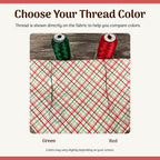 Personalized Christmas Dog Bandana in Red and Green Plaid with an Embroidered Name and Slip-On Scrunchie Neck